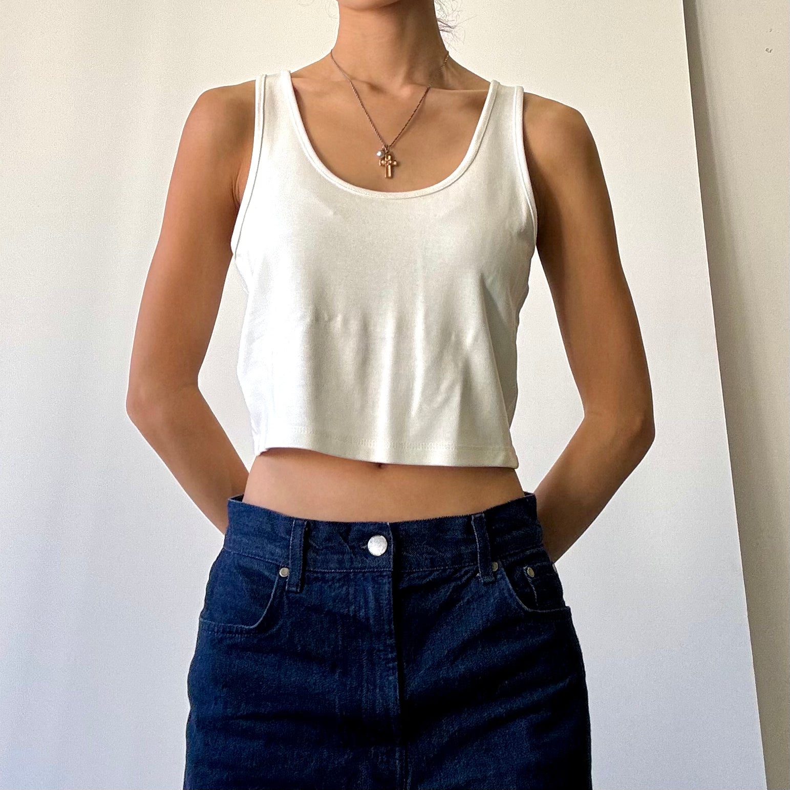 Cropped Basic Tank - Stone