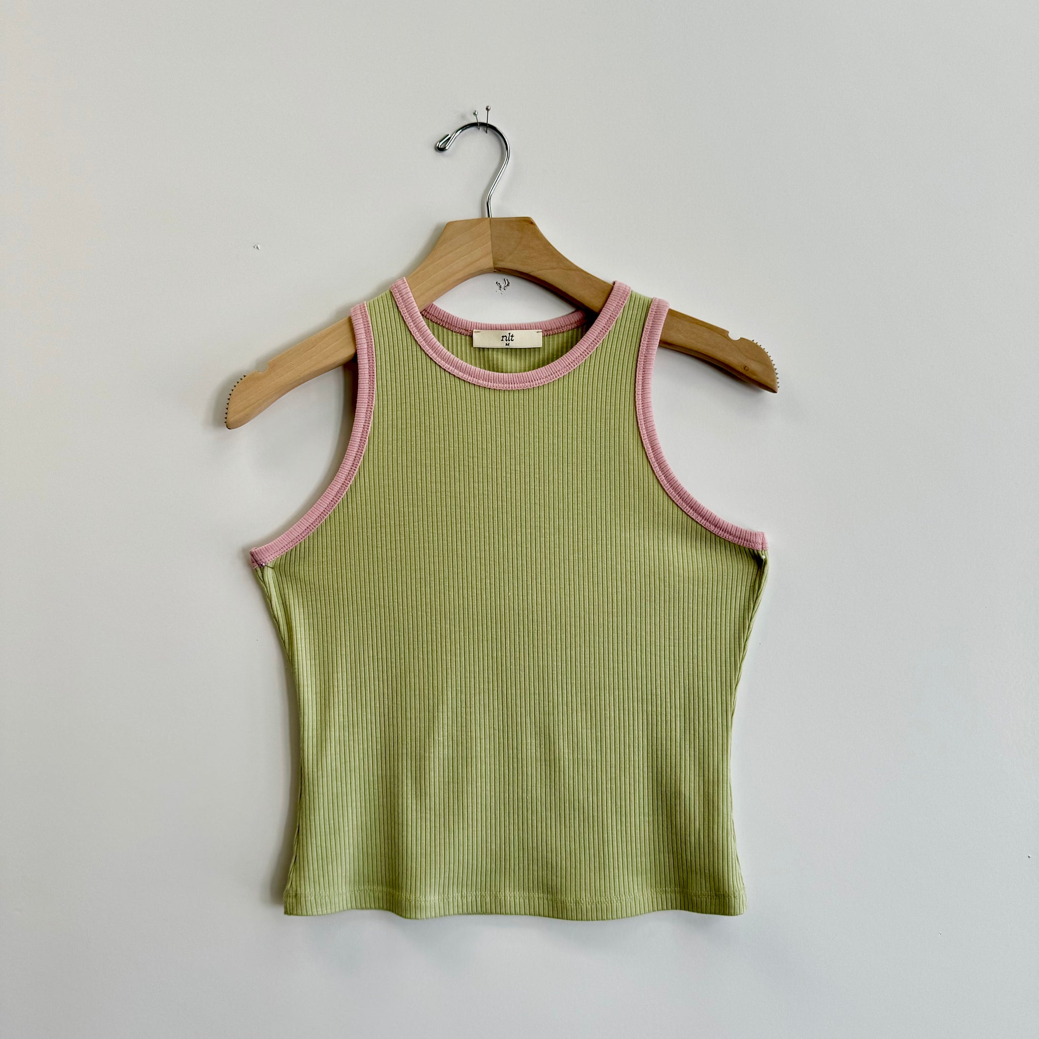 Melly Contrast Tank - Pear Sage/Petal Pink