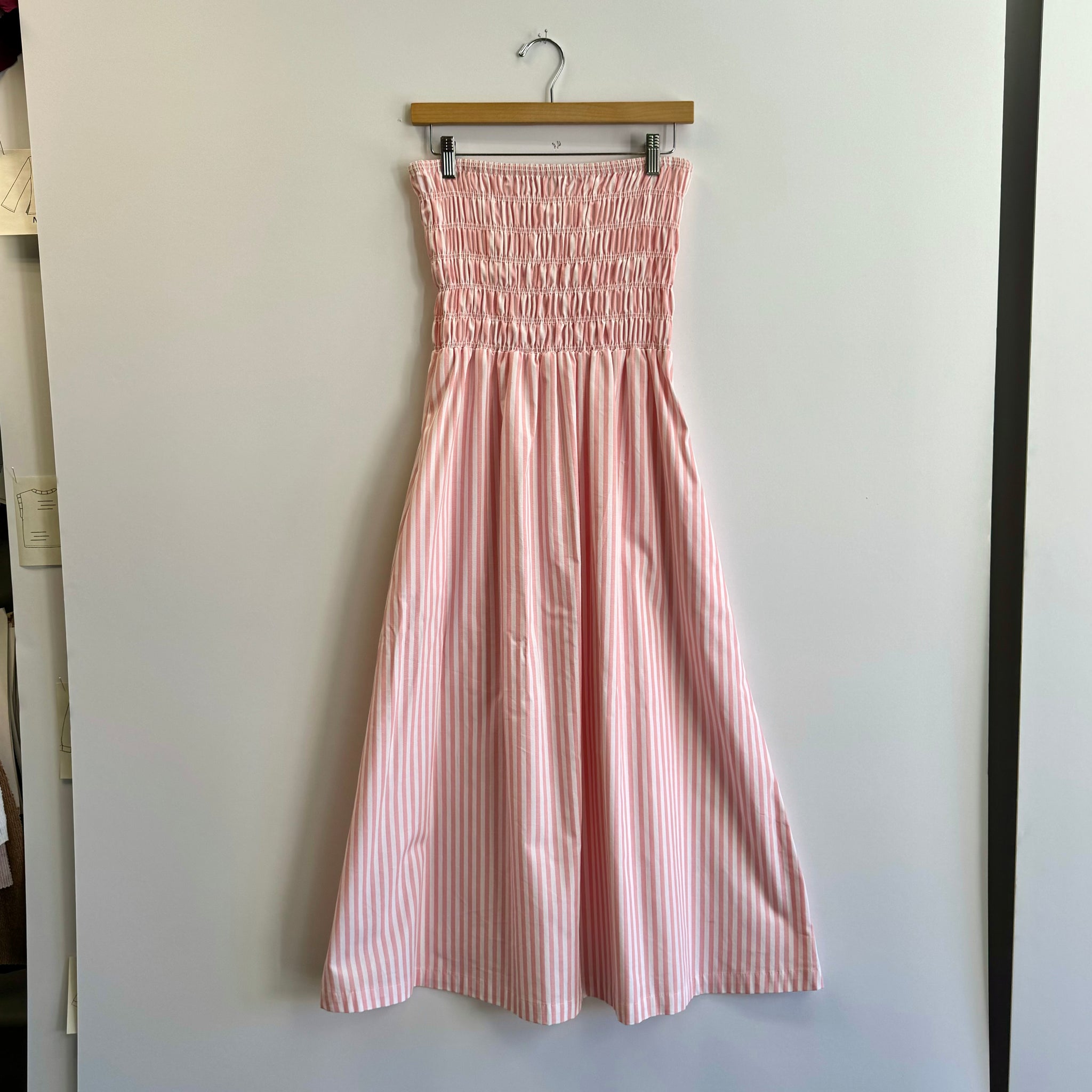 Smocked Tube Dress - Pink/White