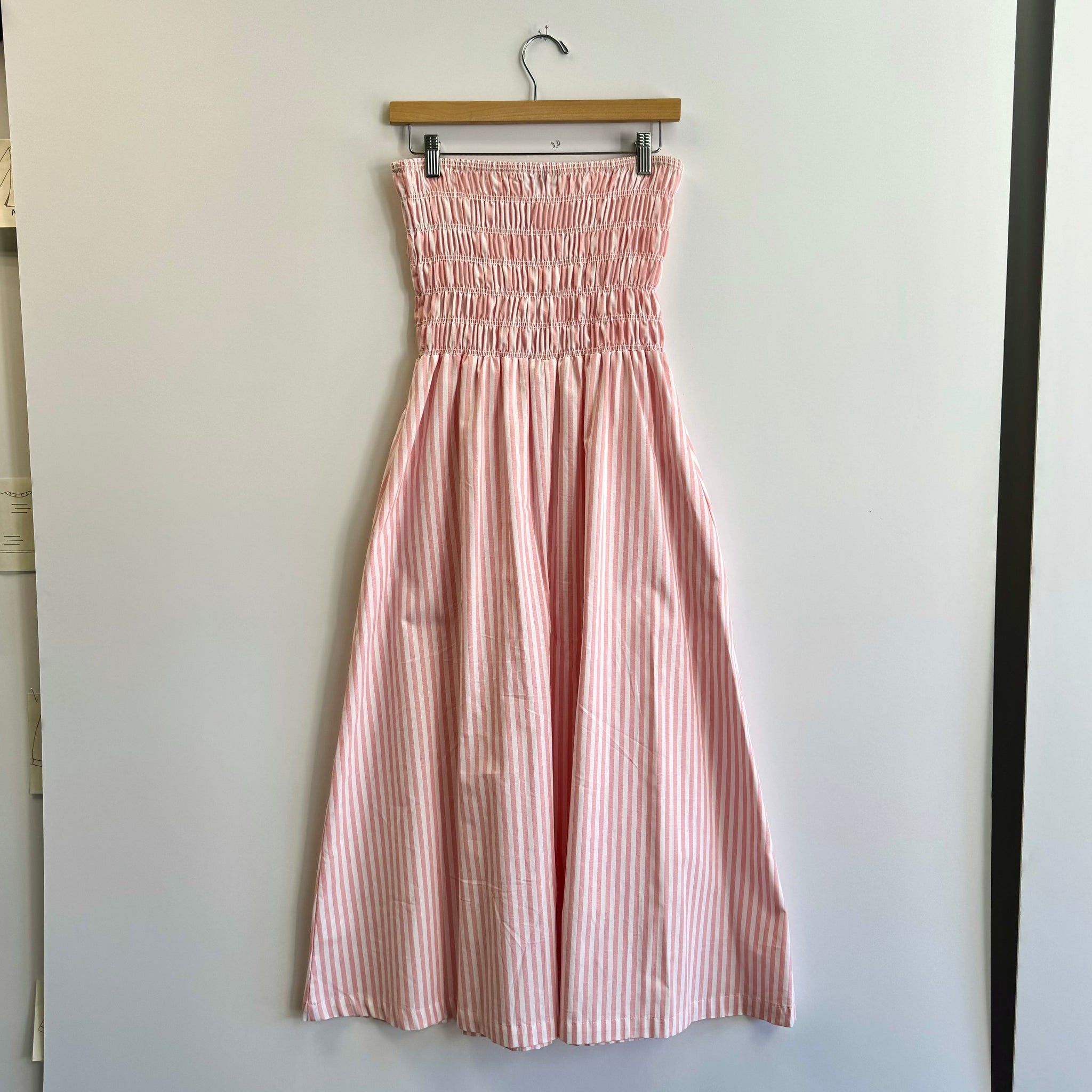 Smocked Tube Dress - Pink/White