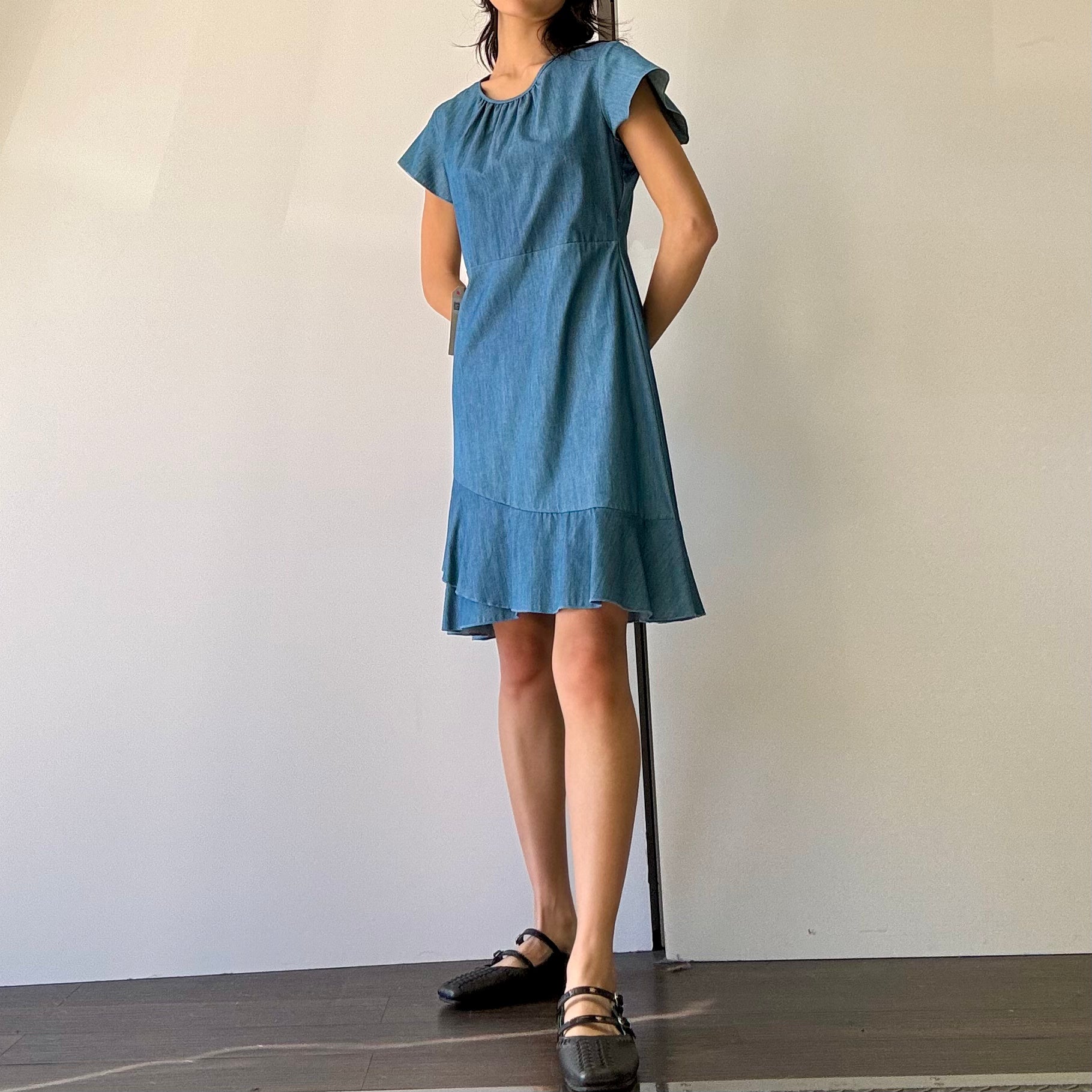 Denim Ruffle Dress - Denim