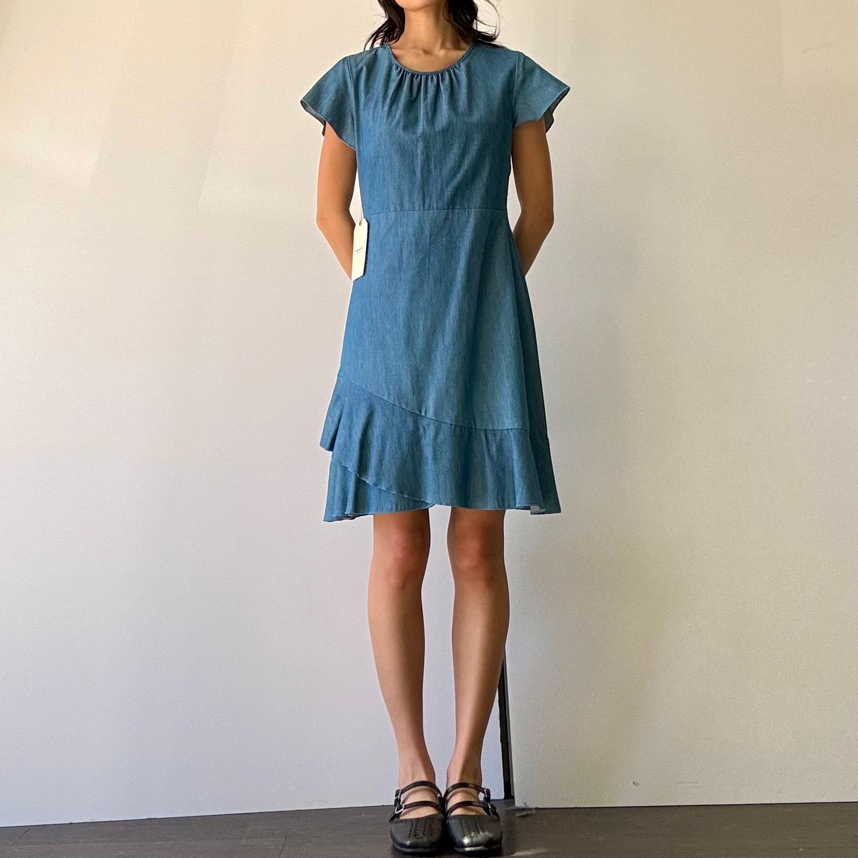 Denim Ruffle Dress - Denim