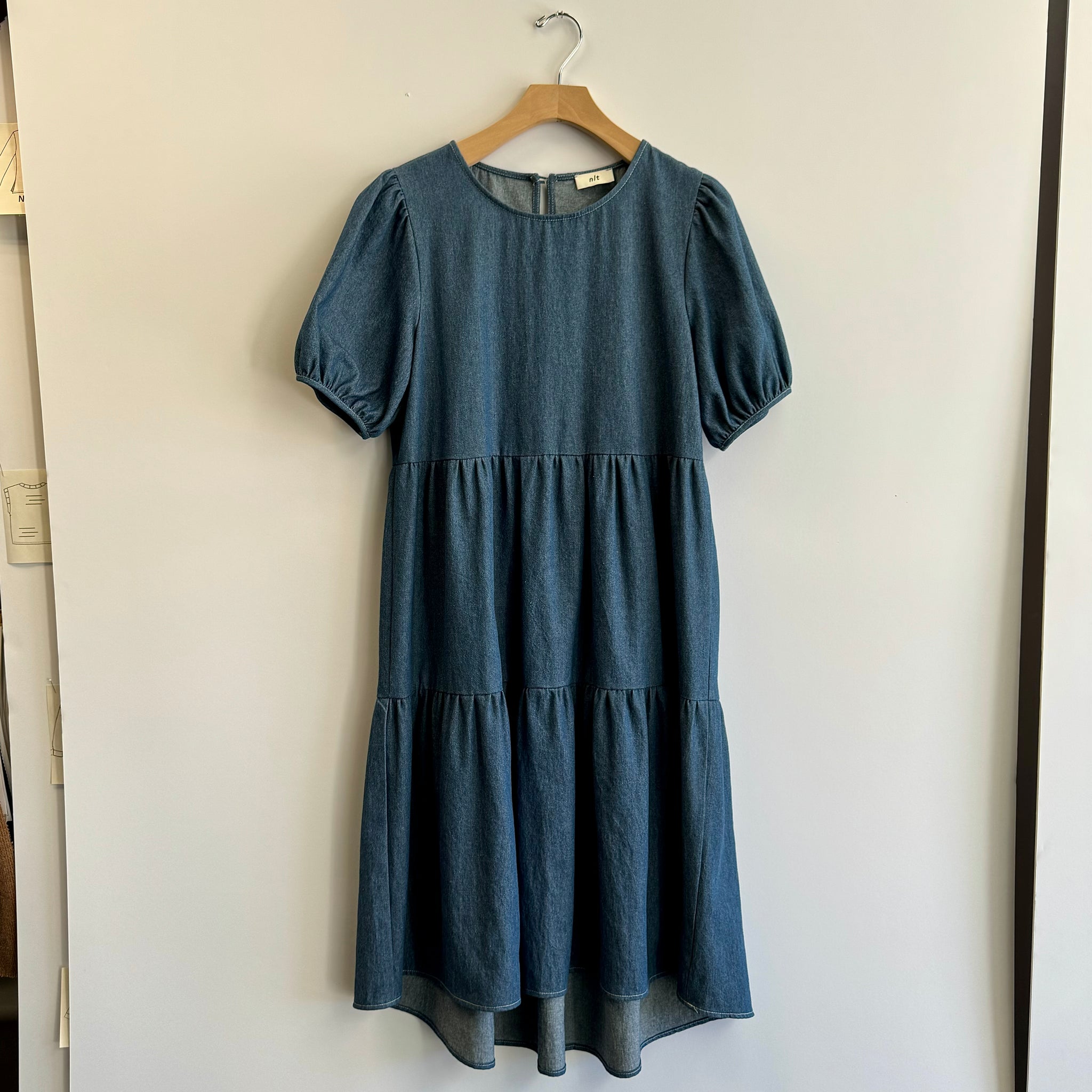 Denim Tiered Dress - Medium Wash