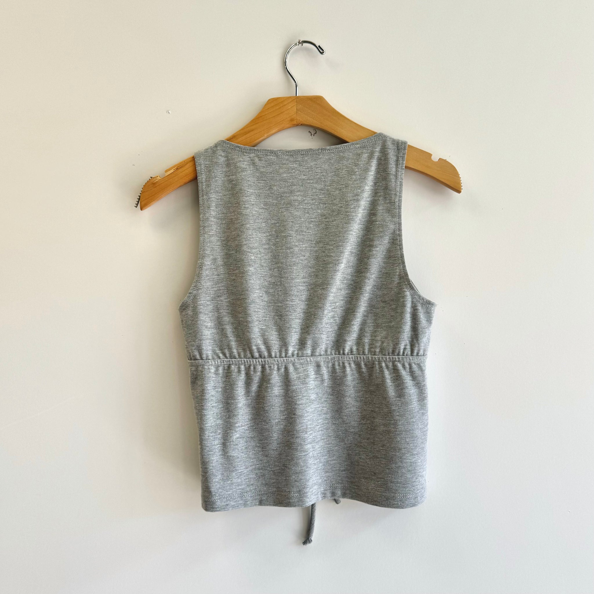 Babydoll Tie Front Jersey Tank - H Grey