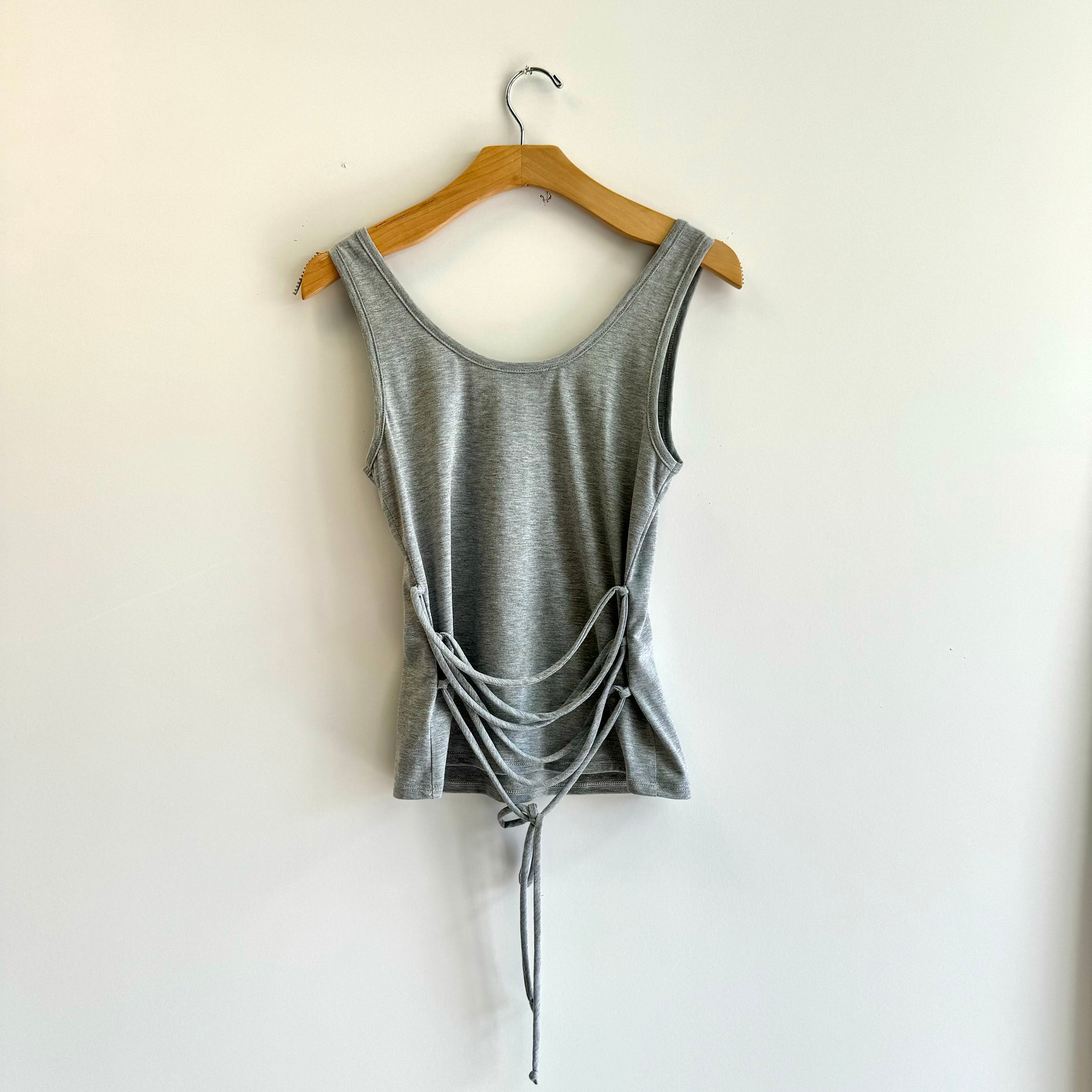 Tie Back Jersey Tank - H Grey