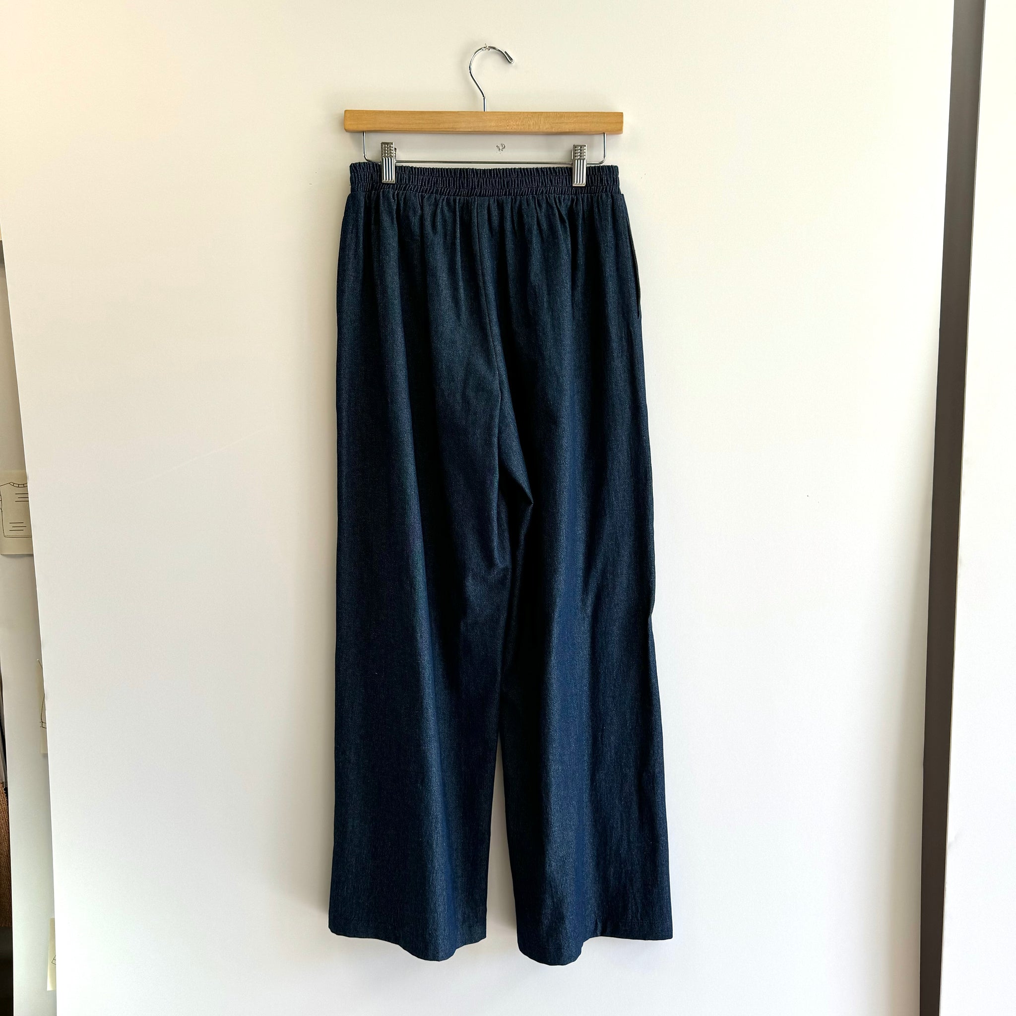 Straight Leg Cotton Denim Pants - Dark Wash