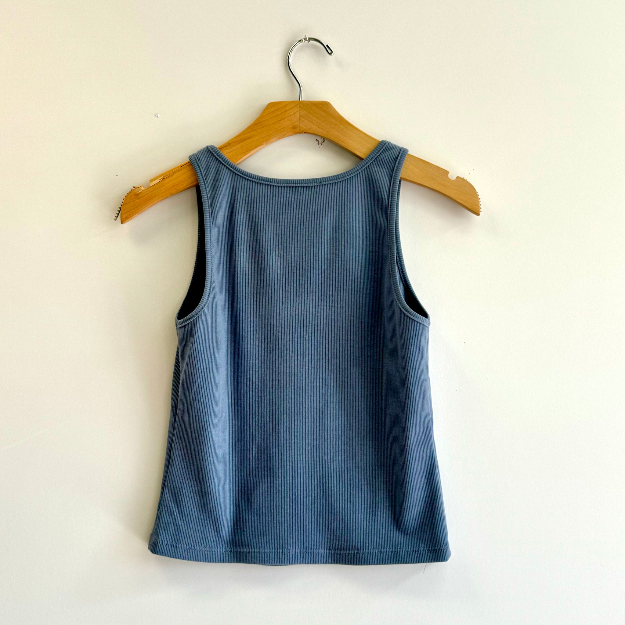 Basic U-Neck Rib Tank - Denim Blue