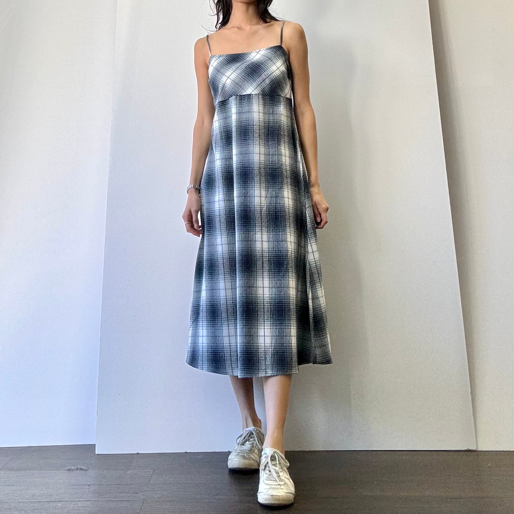 Plaid Midi Dress - Blue