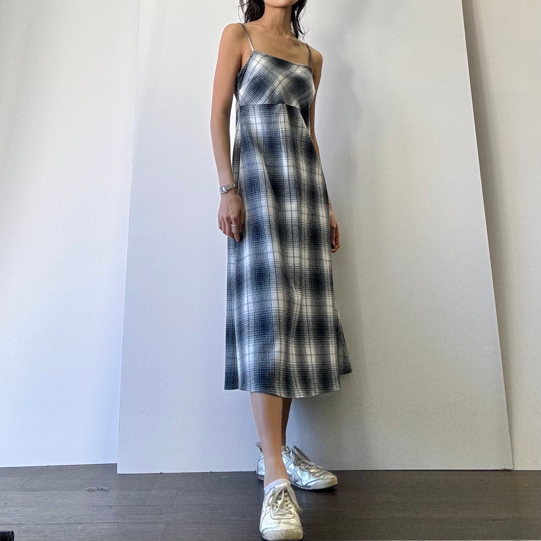 Plaid Midi Dress - Blue