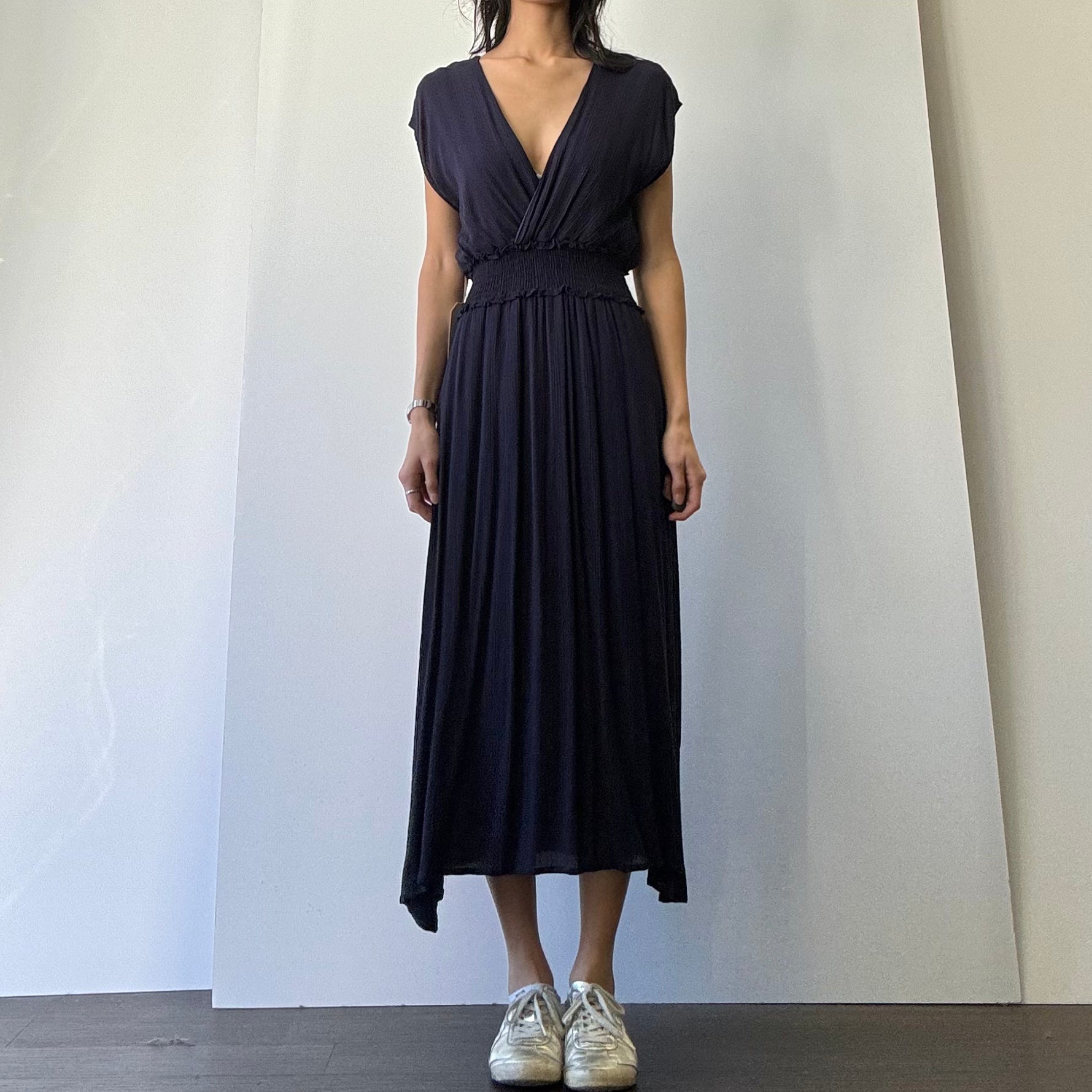 Crossover Woven Dress - Navy