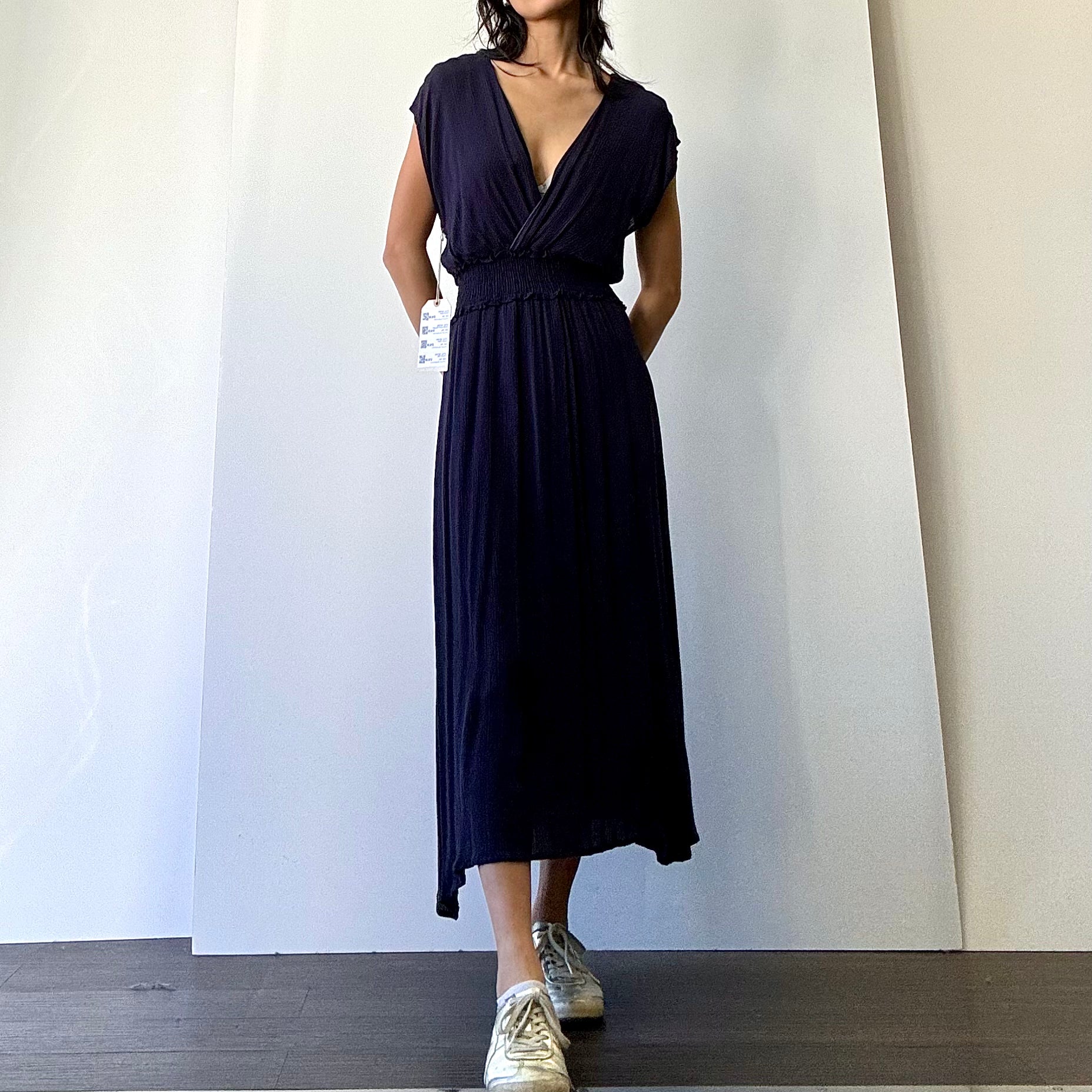 Crossover Woven Dress - Navy