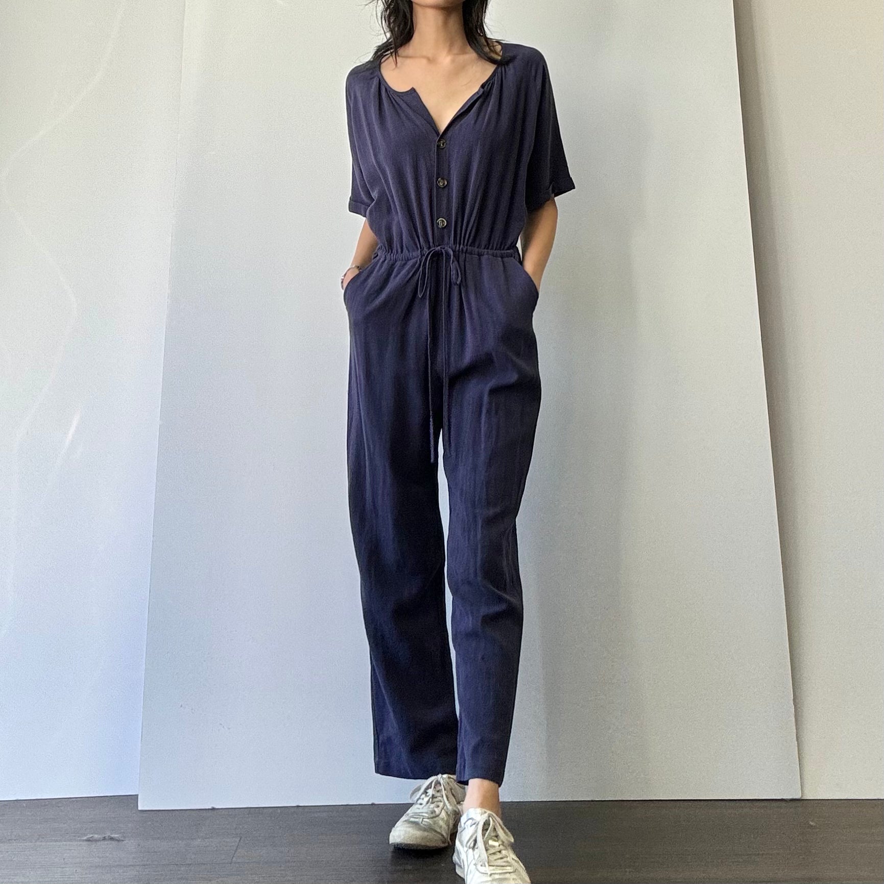 Linen Jumpsuit - Navy