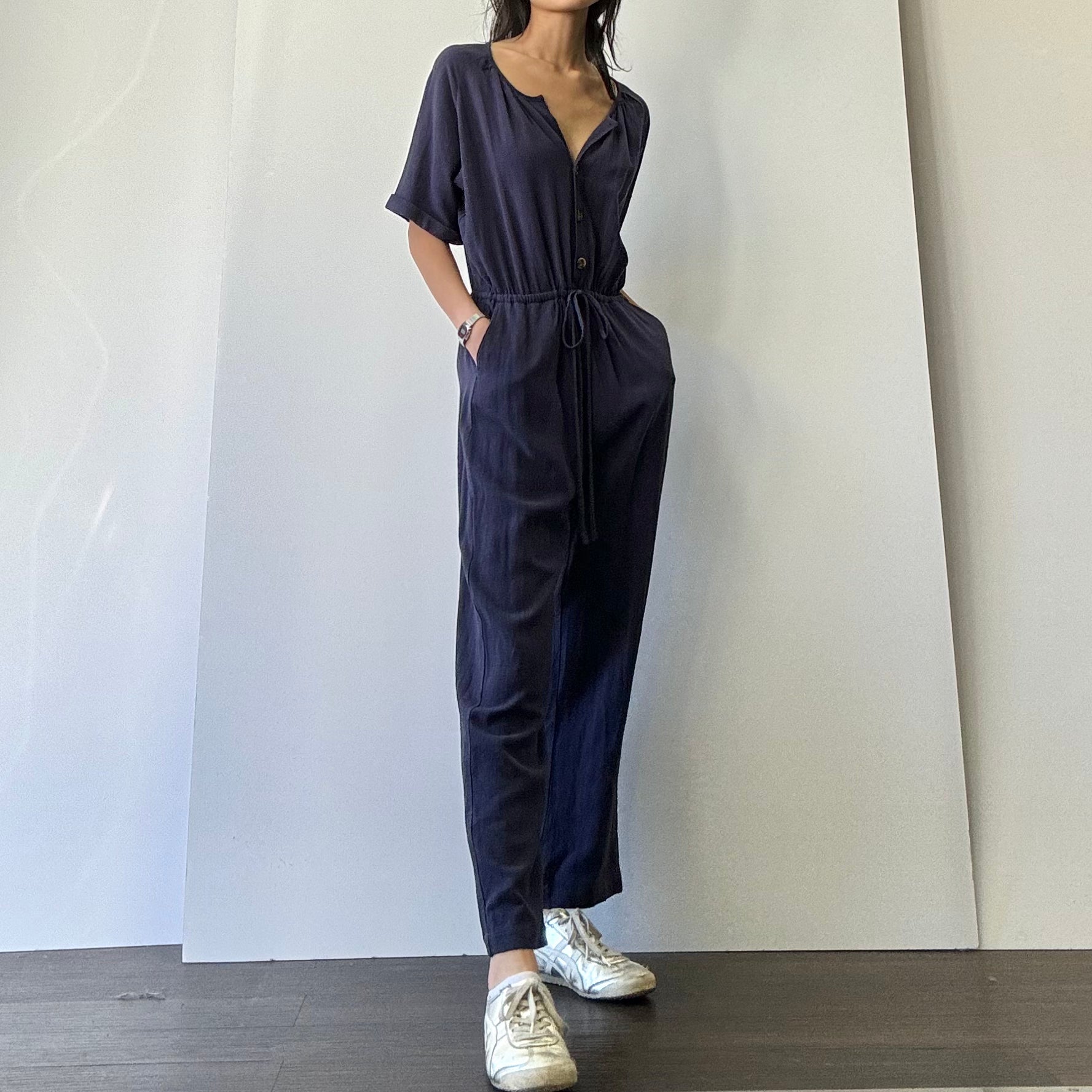 Linen Jumpsuit - Navy