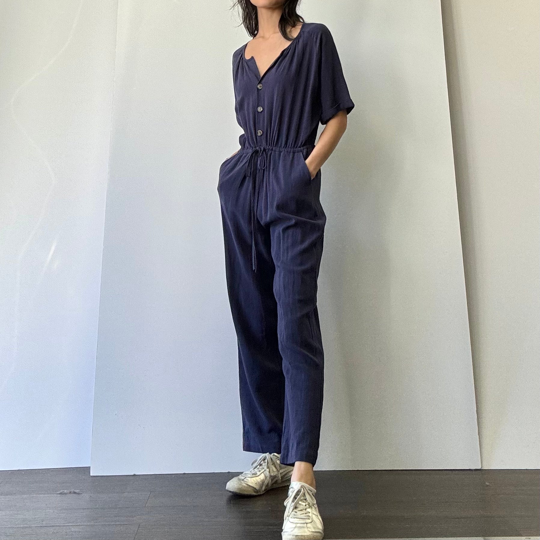 Linen Jumpsuit - Navy