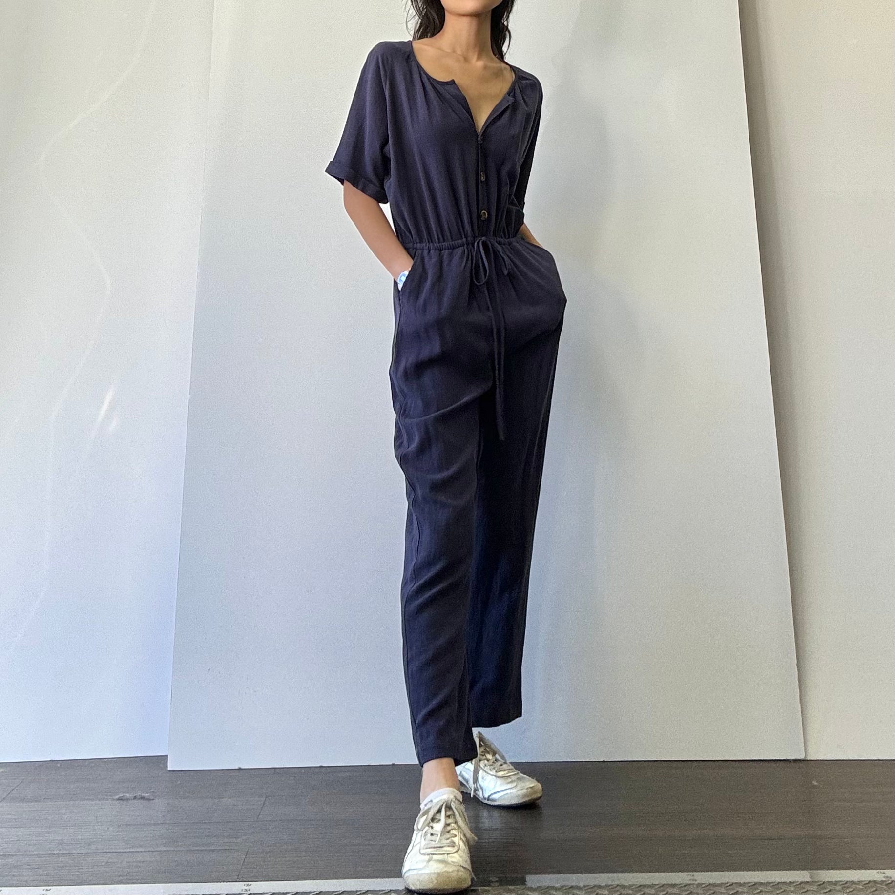 Linen Jumpsuit - Navy