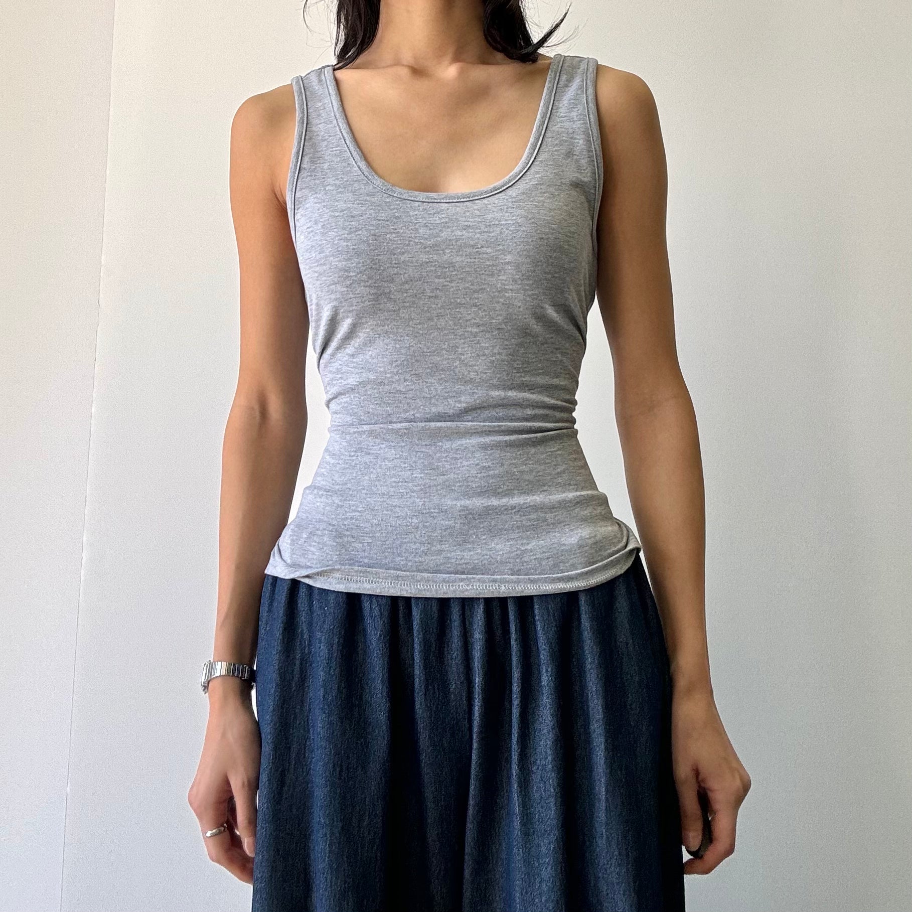 Tie Back Jersey Tank - H Grey