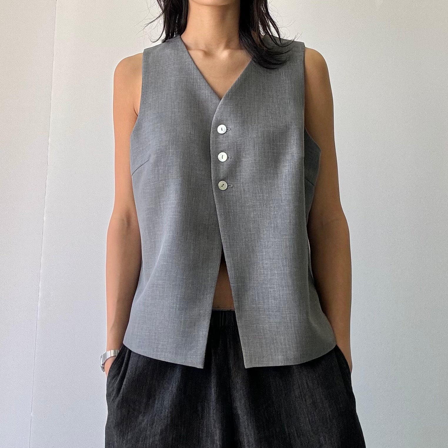 Open Bottom Suiting Vest - H Grey