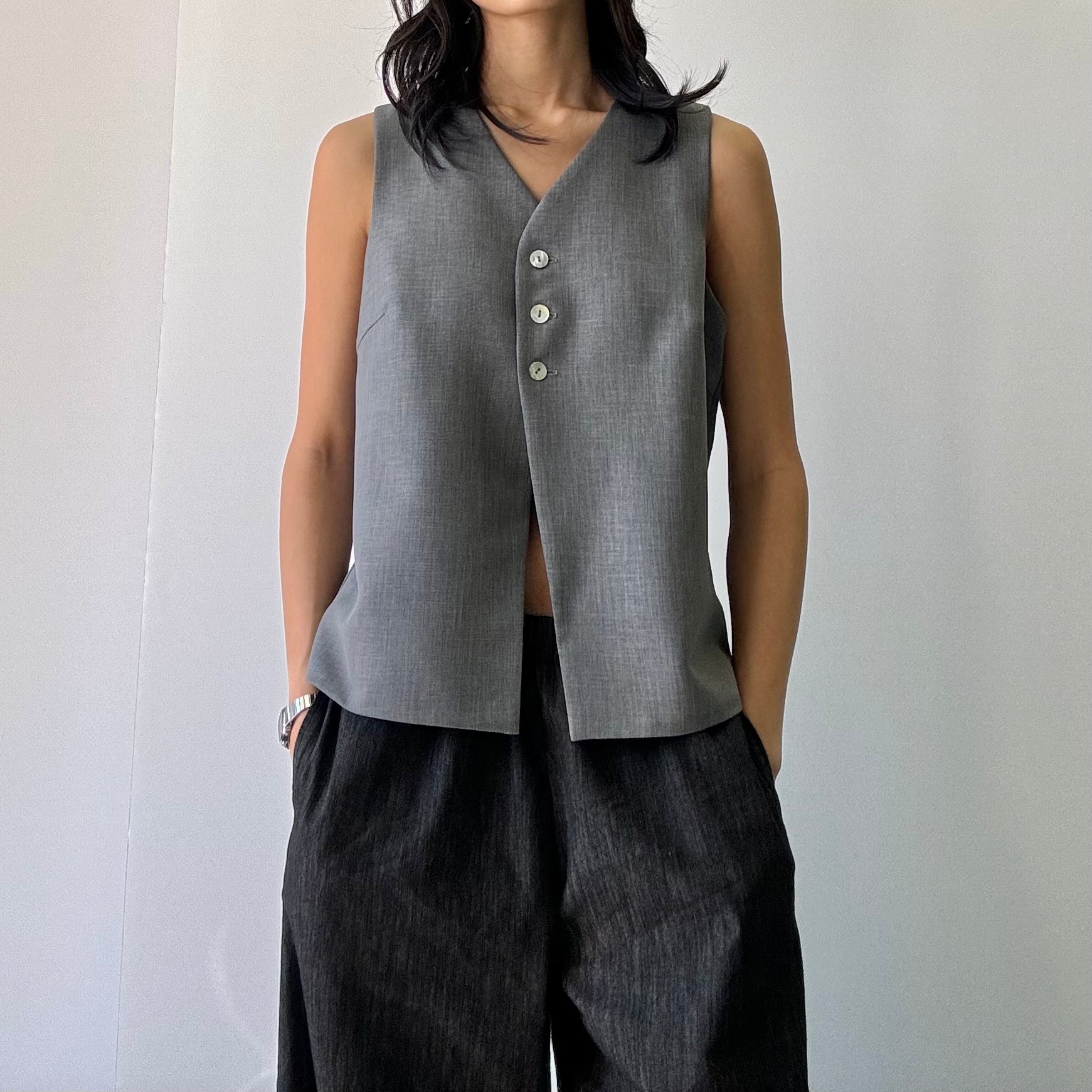 Open Bottom Suiting Vest - H Grey