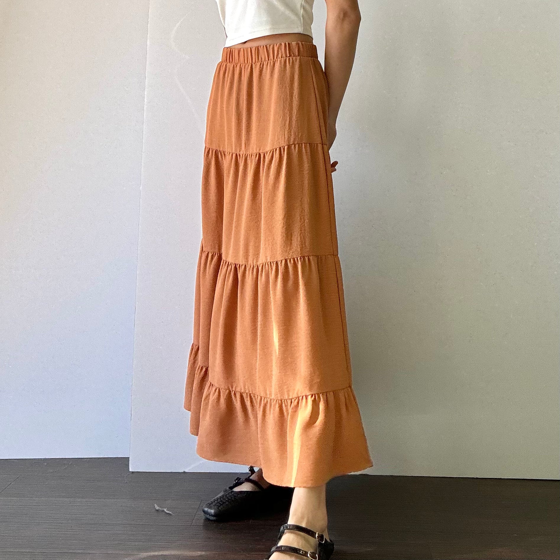 Woven Tiered Skirt - Honey