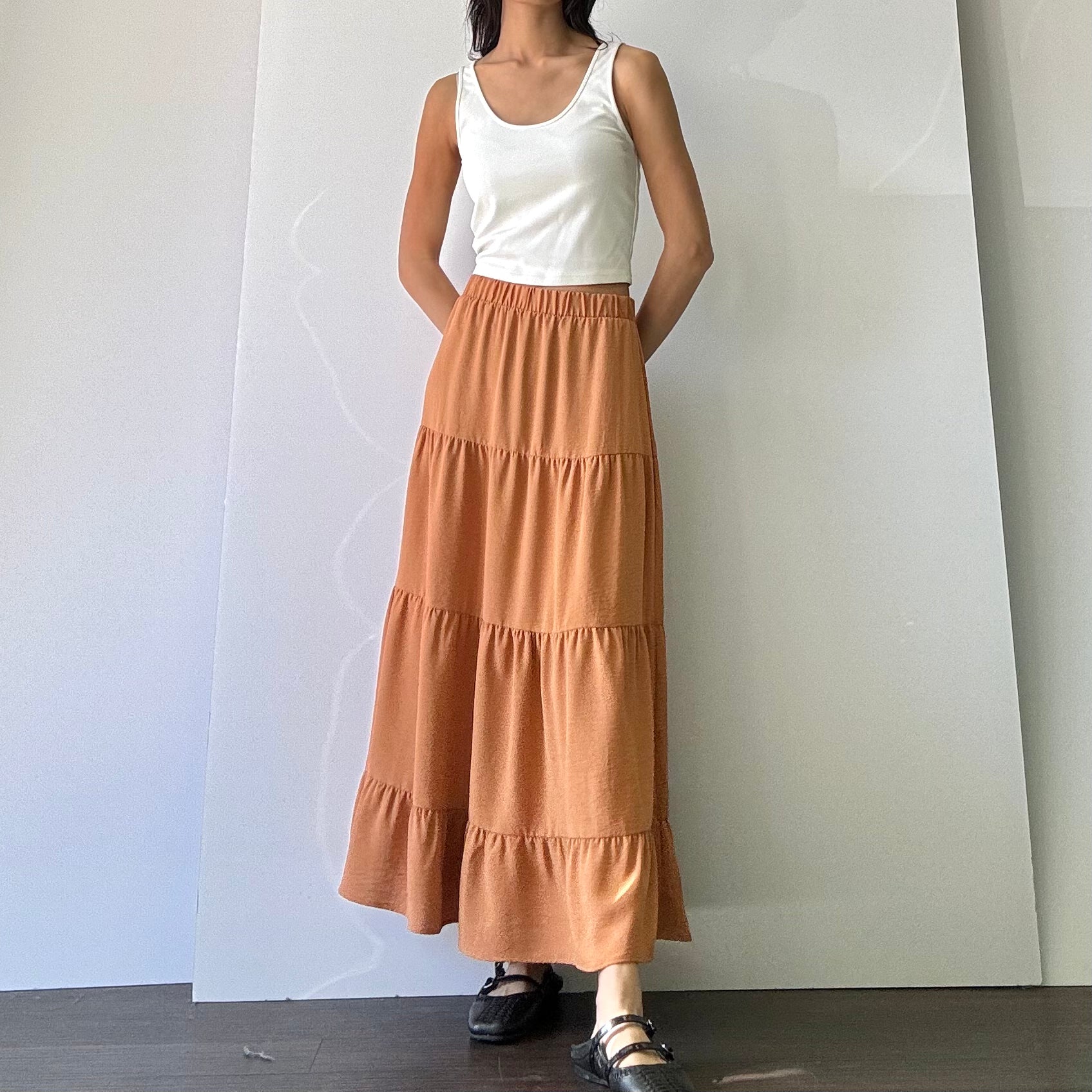 Woven Tiered Skirt - Honey