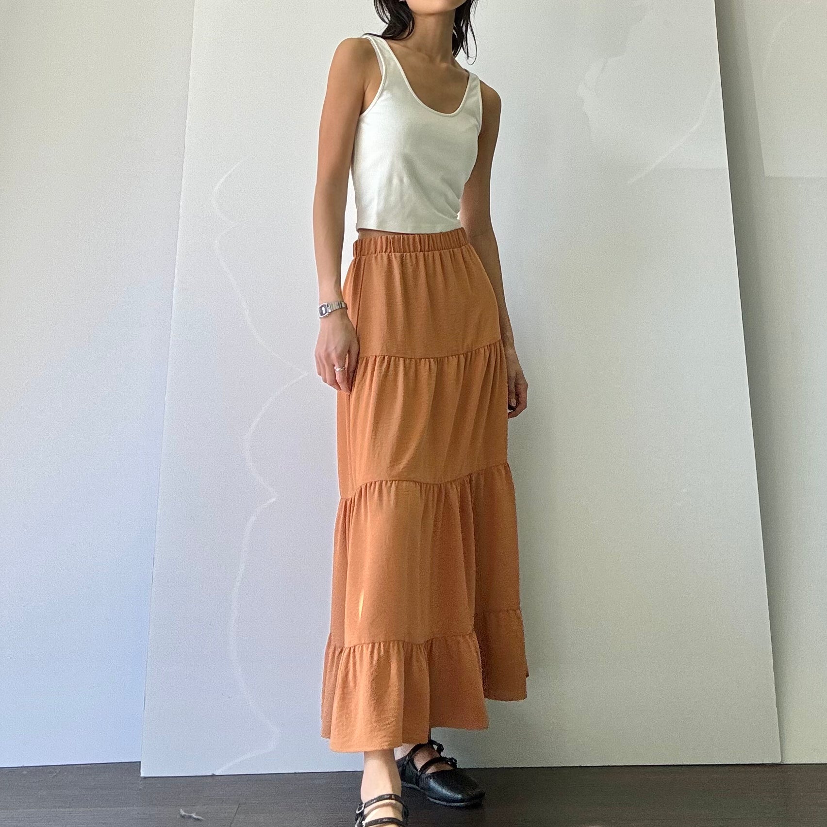 Woven Tiered Skirt - Honey