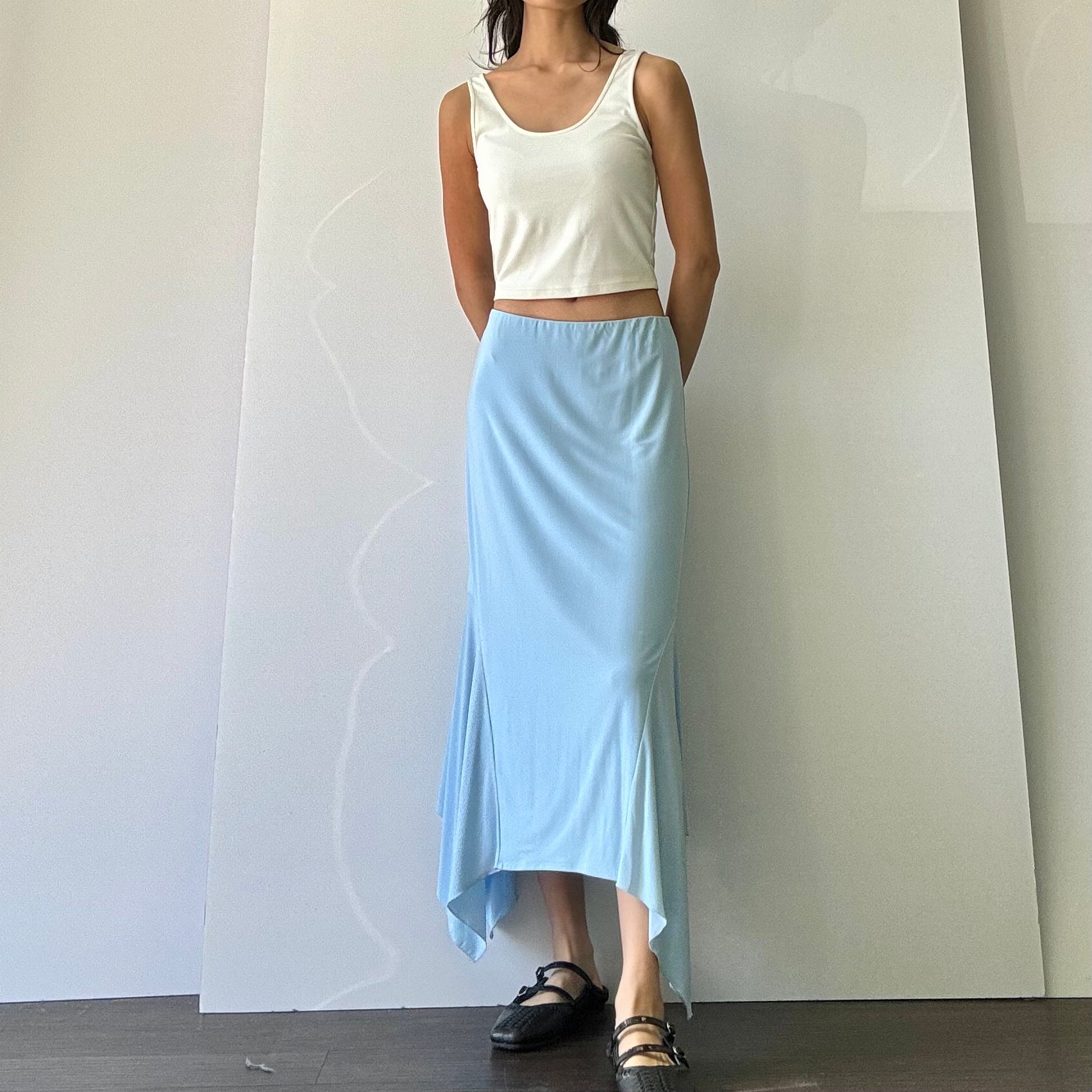 Drape Midi Skirt - Powder Blue