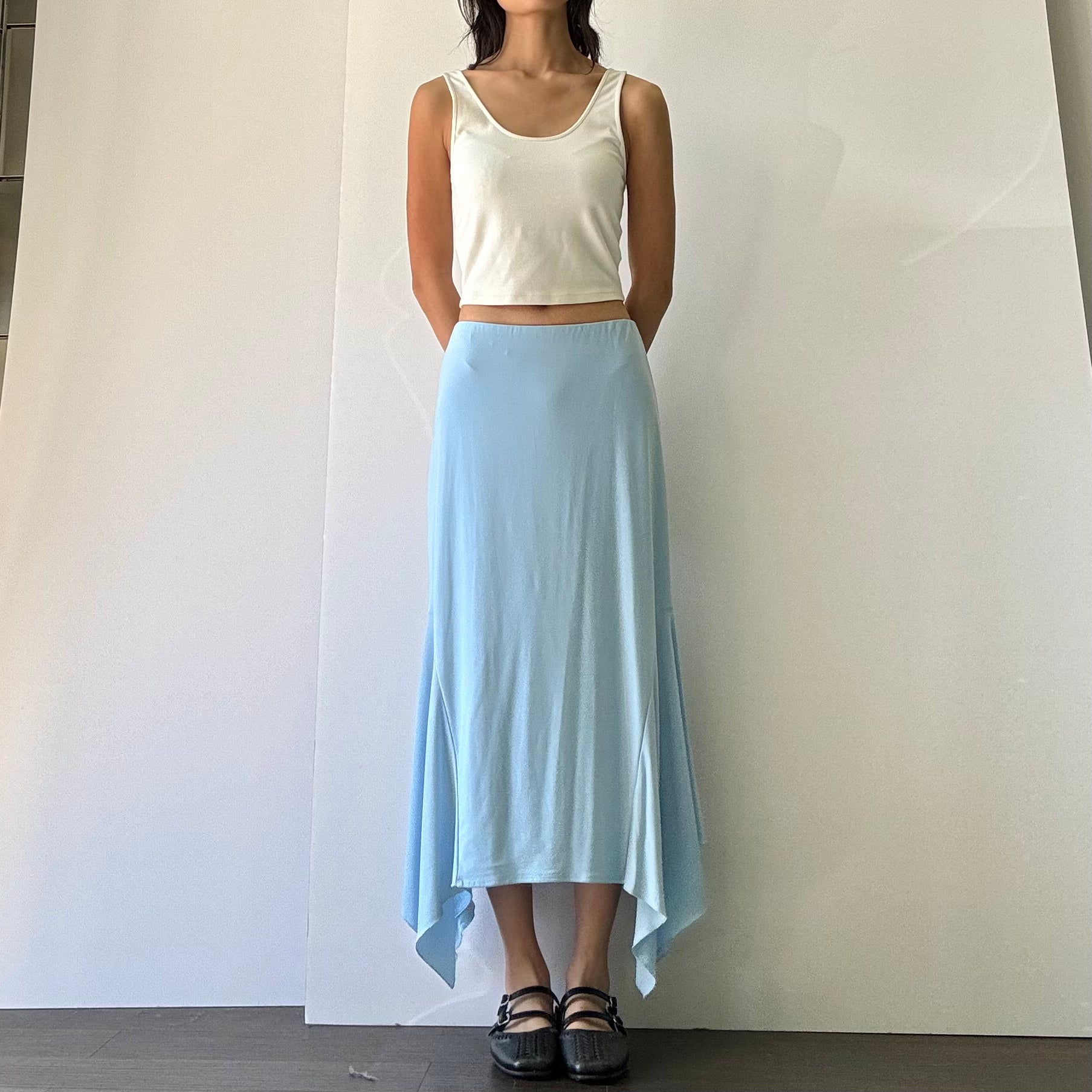 Drape Midi Skirt - Powder Blue