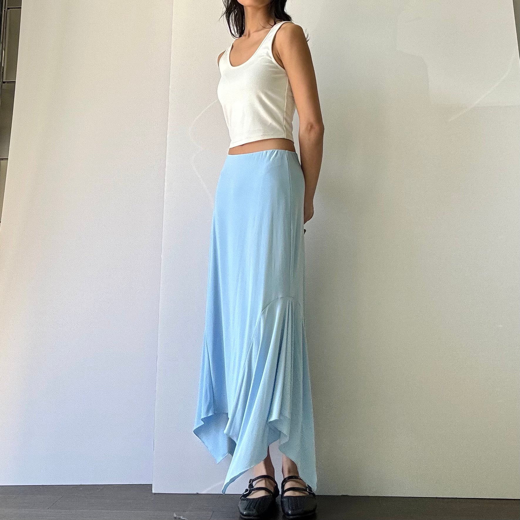 Drape Midi Skirt - Powder Blue