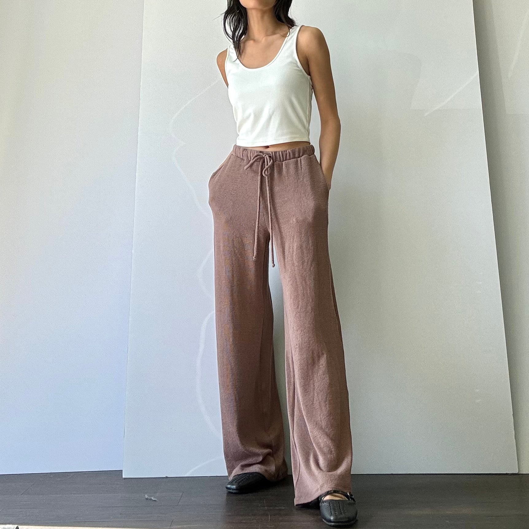 Rib Lounge Pant - Brown