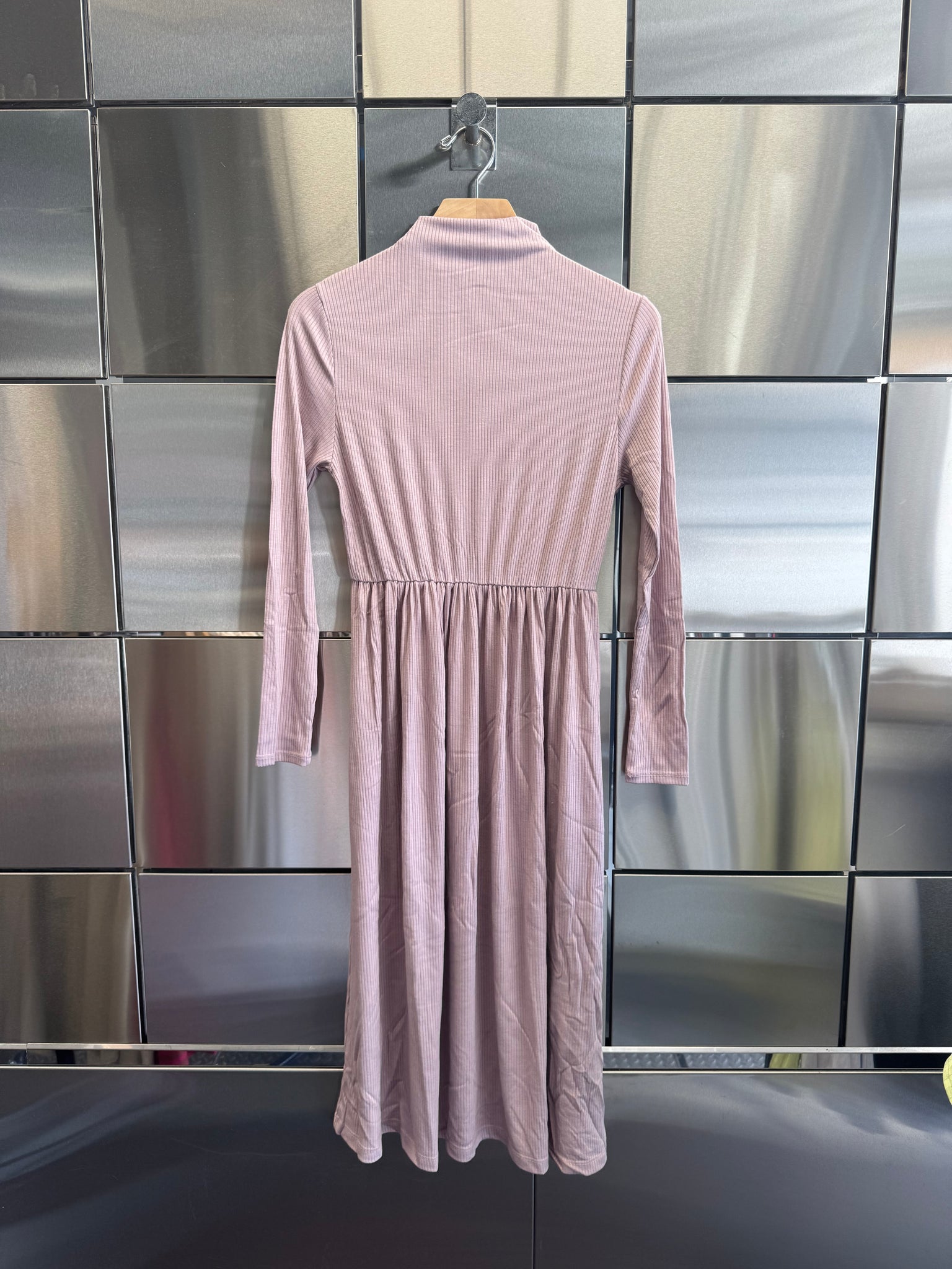 Rib Mock Neck Midi Dress
