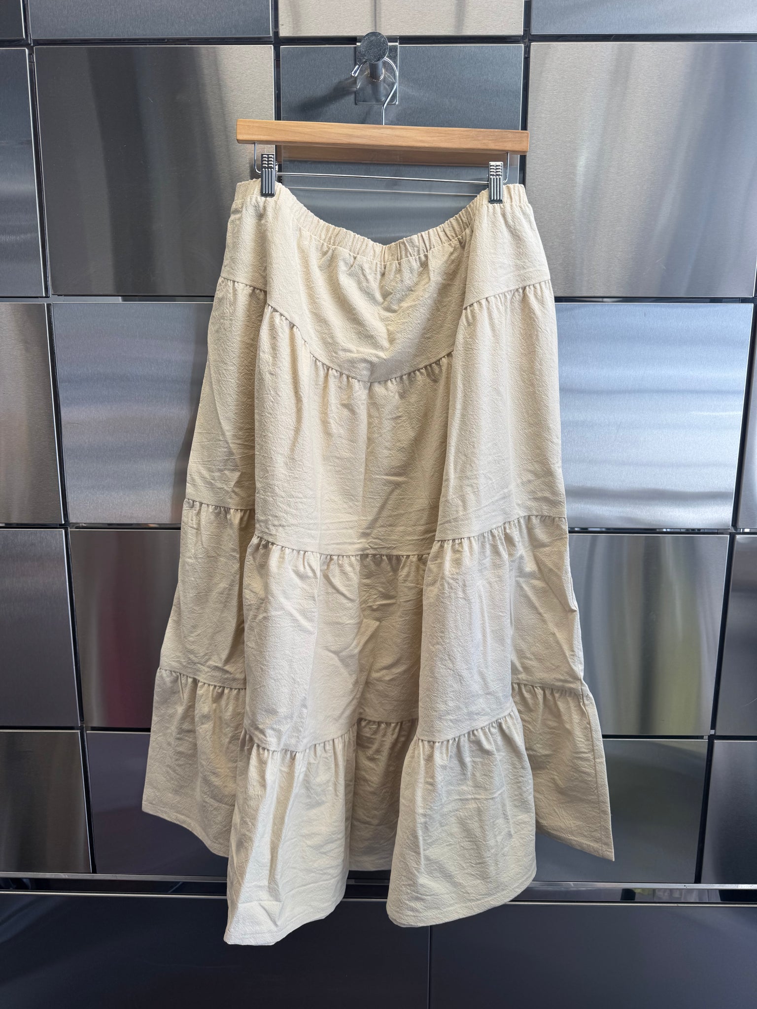 Tiered Cotton Midi Skirt