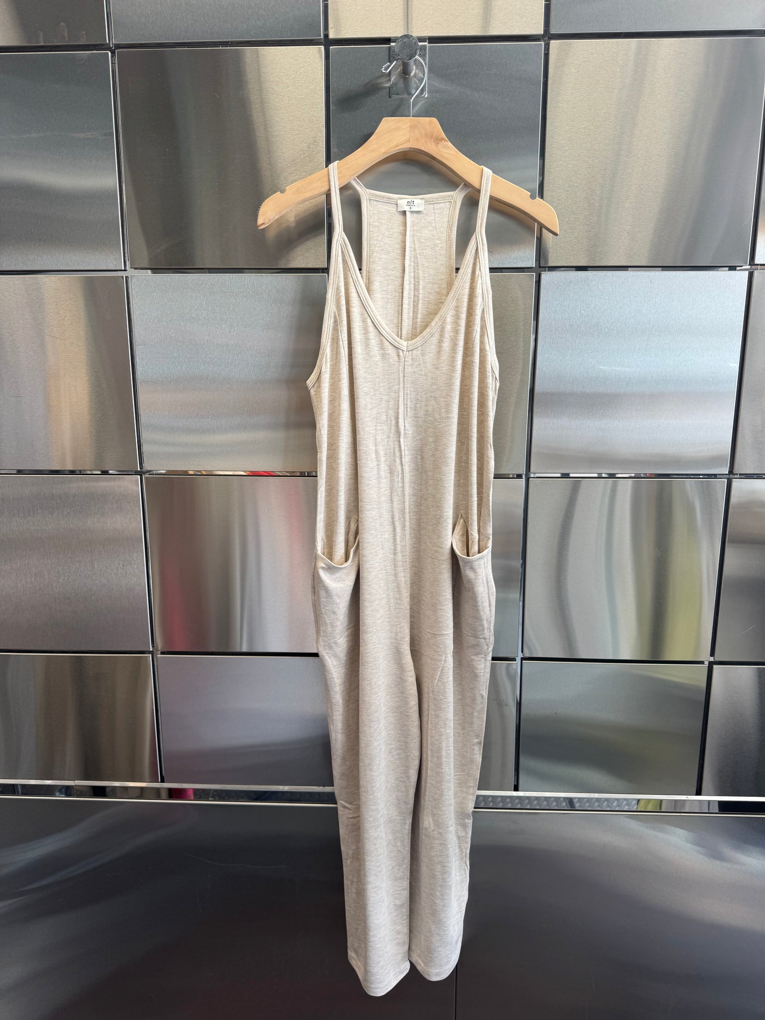 V-Neck Jersey Knit Jumpsuit