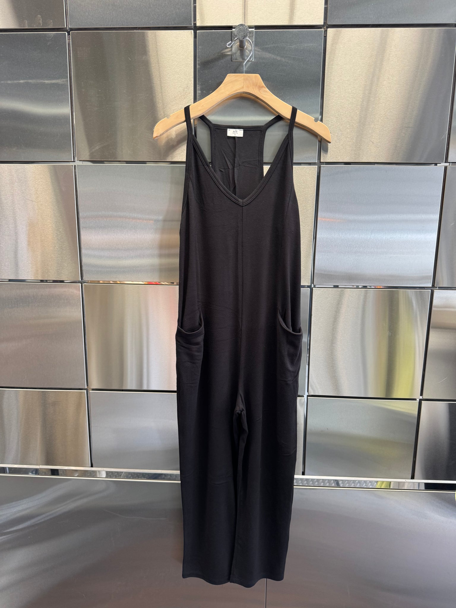 V-Neck Jersey Knit Jumpsuit