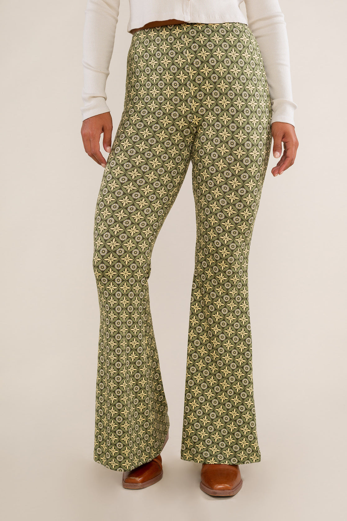 Flare Knit Print Pant