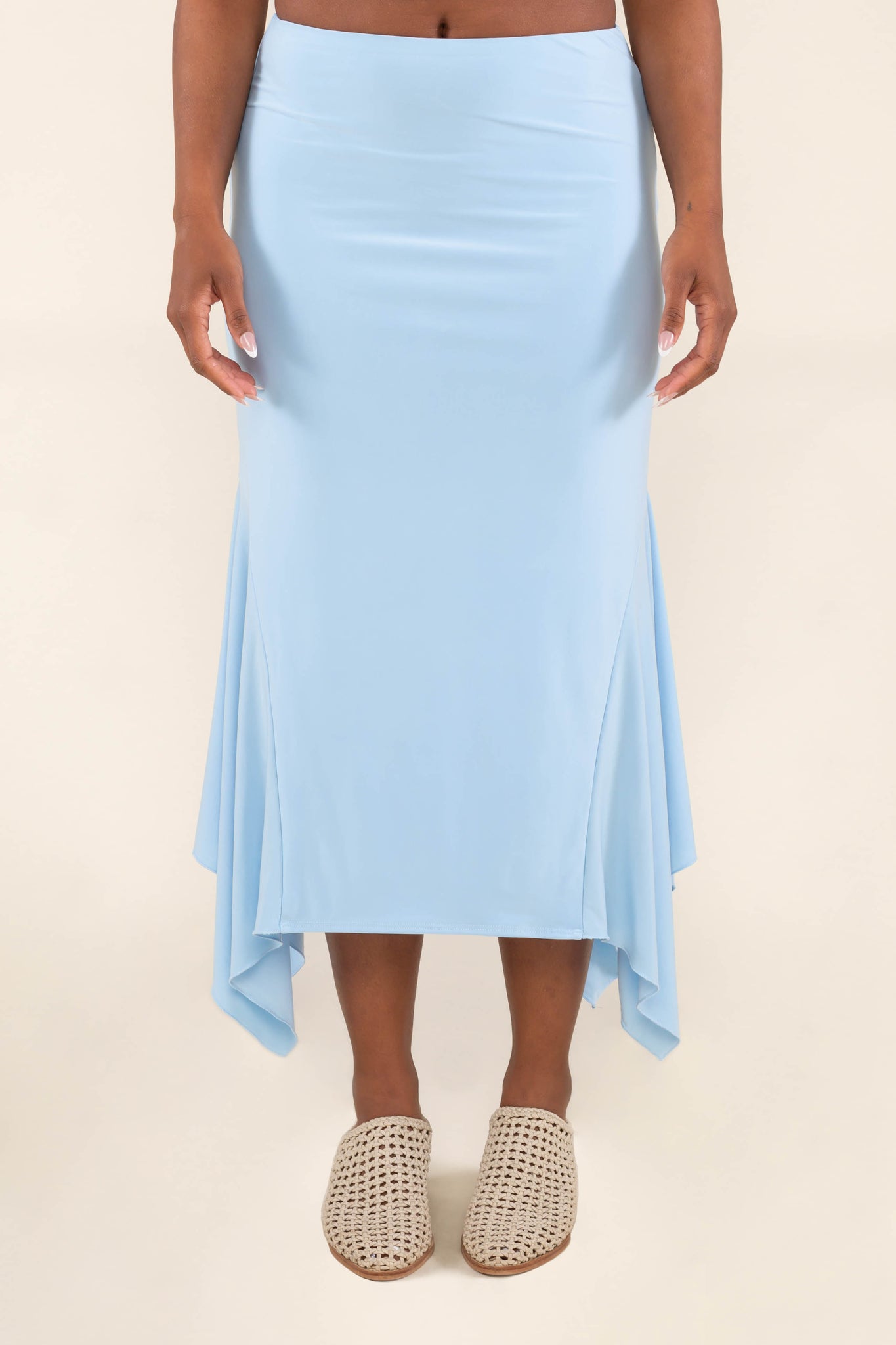 Drape Midi Skirt - Powder Blue