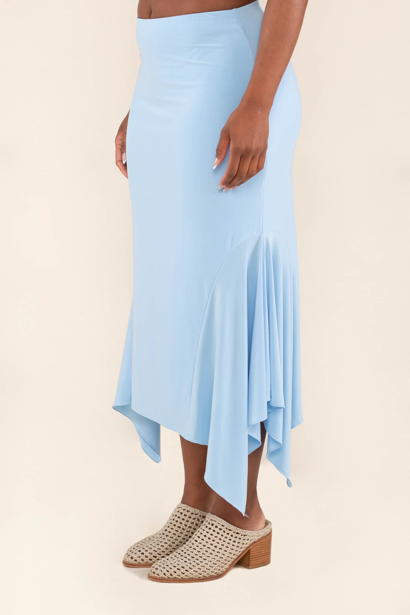 Drape Midi Skirt - Powder Blue