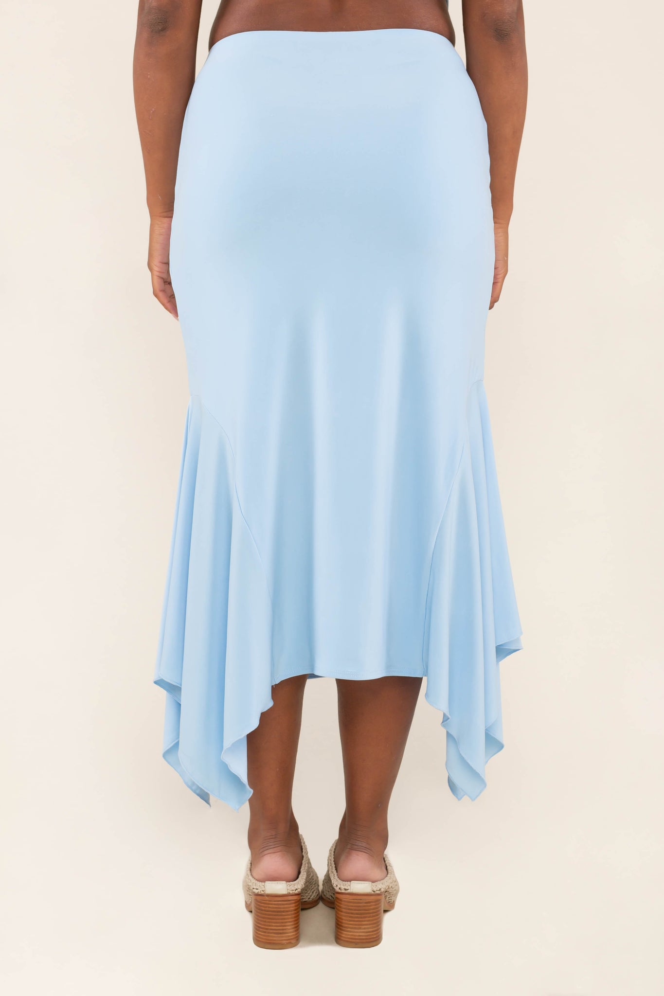 Drape Midi Skirt - Powder Blue