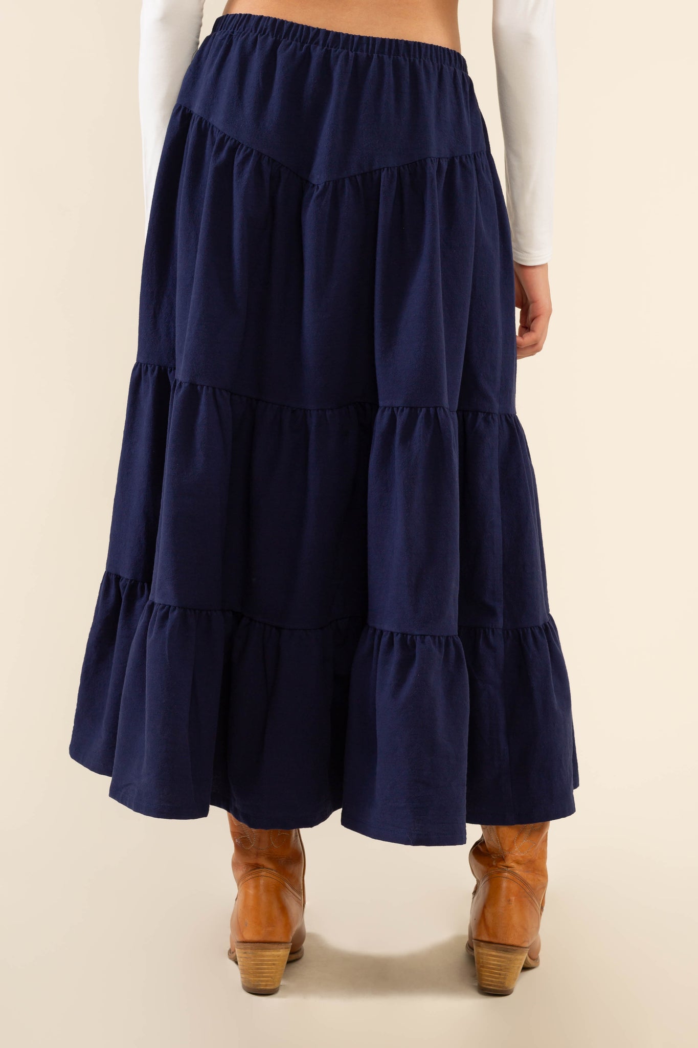 Tiered Cotton Midi Skirt