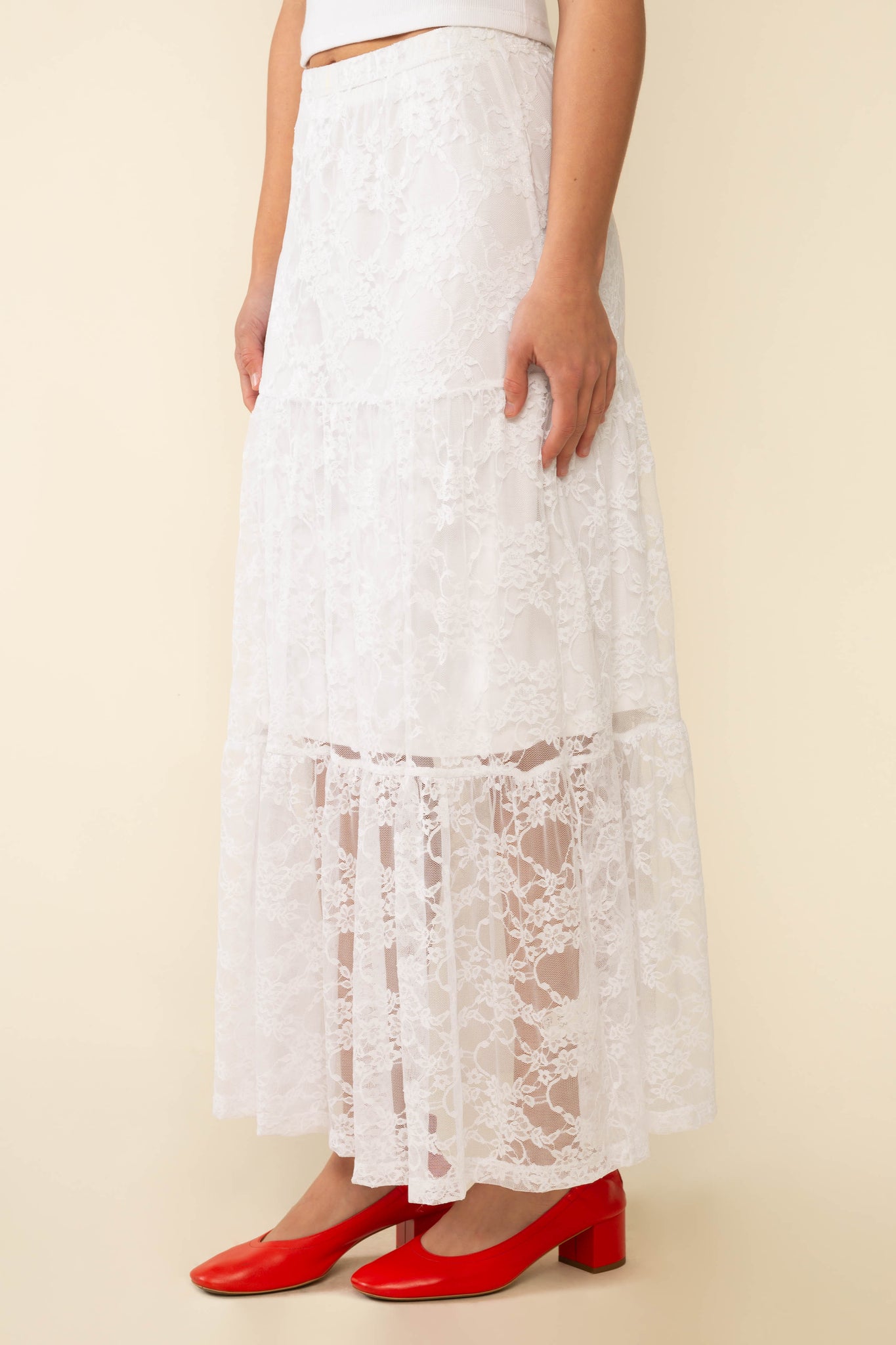 Lace Tiered Skirt with Slip