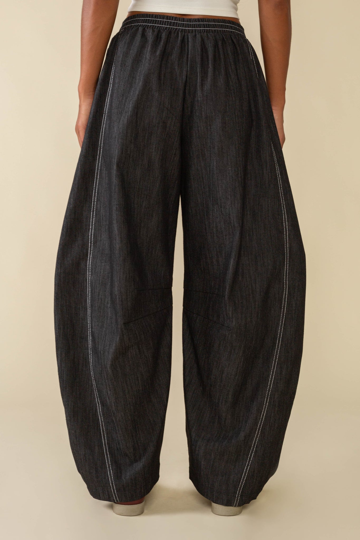 Hudson Black Cotton Blend Denim Barrel Pant