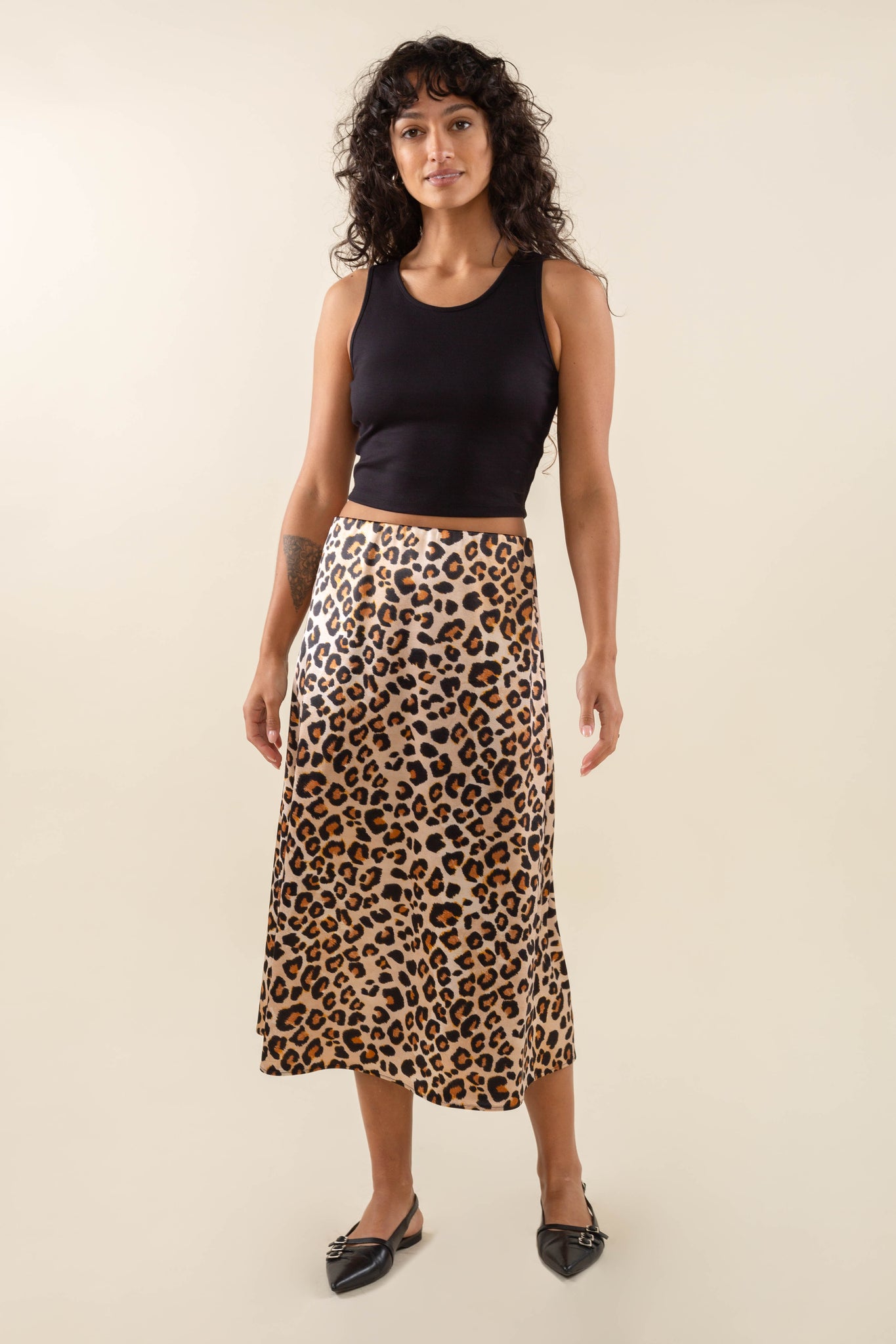 Animal Print Satin Skirt