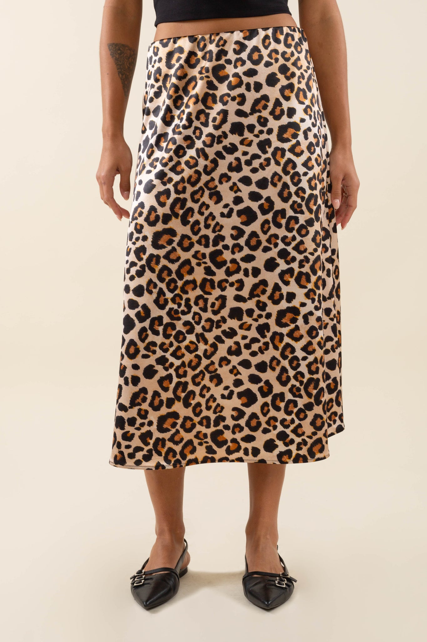 Animal Print Satin Skirt