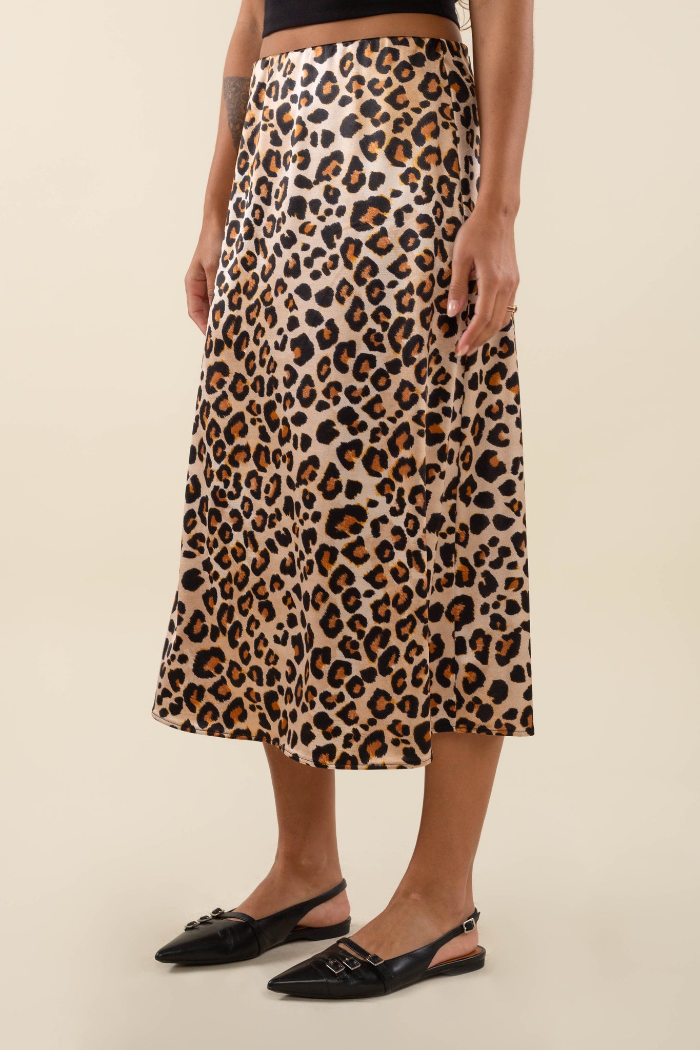 Animal Print Satin Skirt
