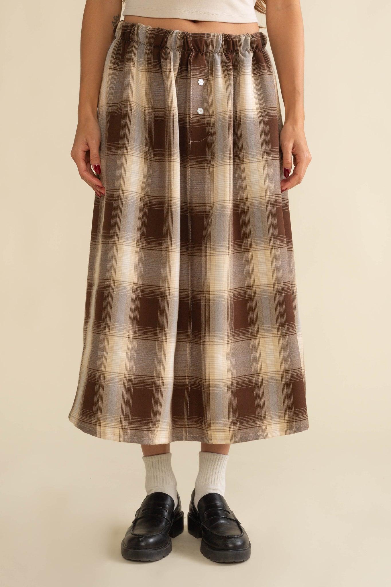 Malibu Deadstock Plaid Boxer Midi Skirt