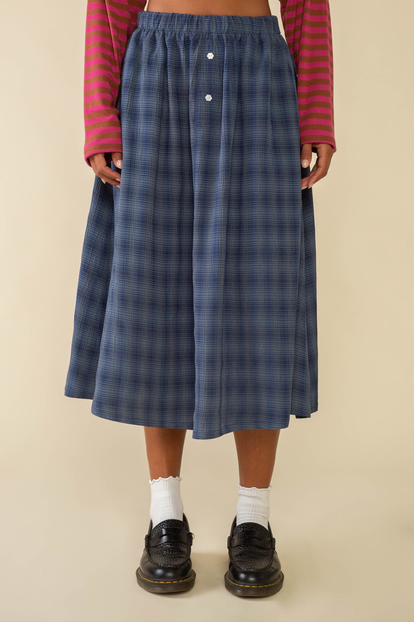 Malibu Deadstock Plaid Boxer Midi Skirt