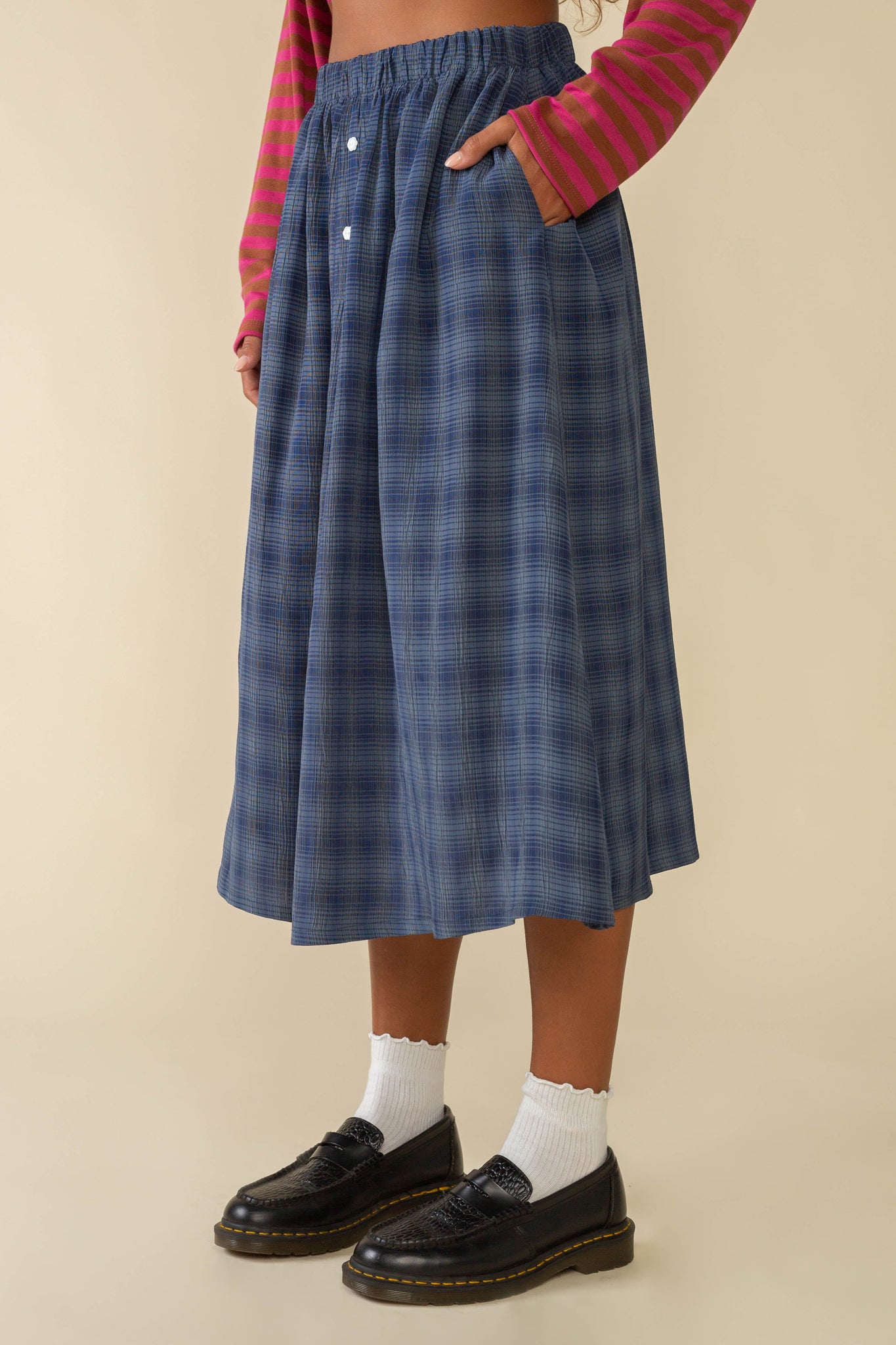 Malibu Deadstock Plaid Boxer Midi Skirt