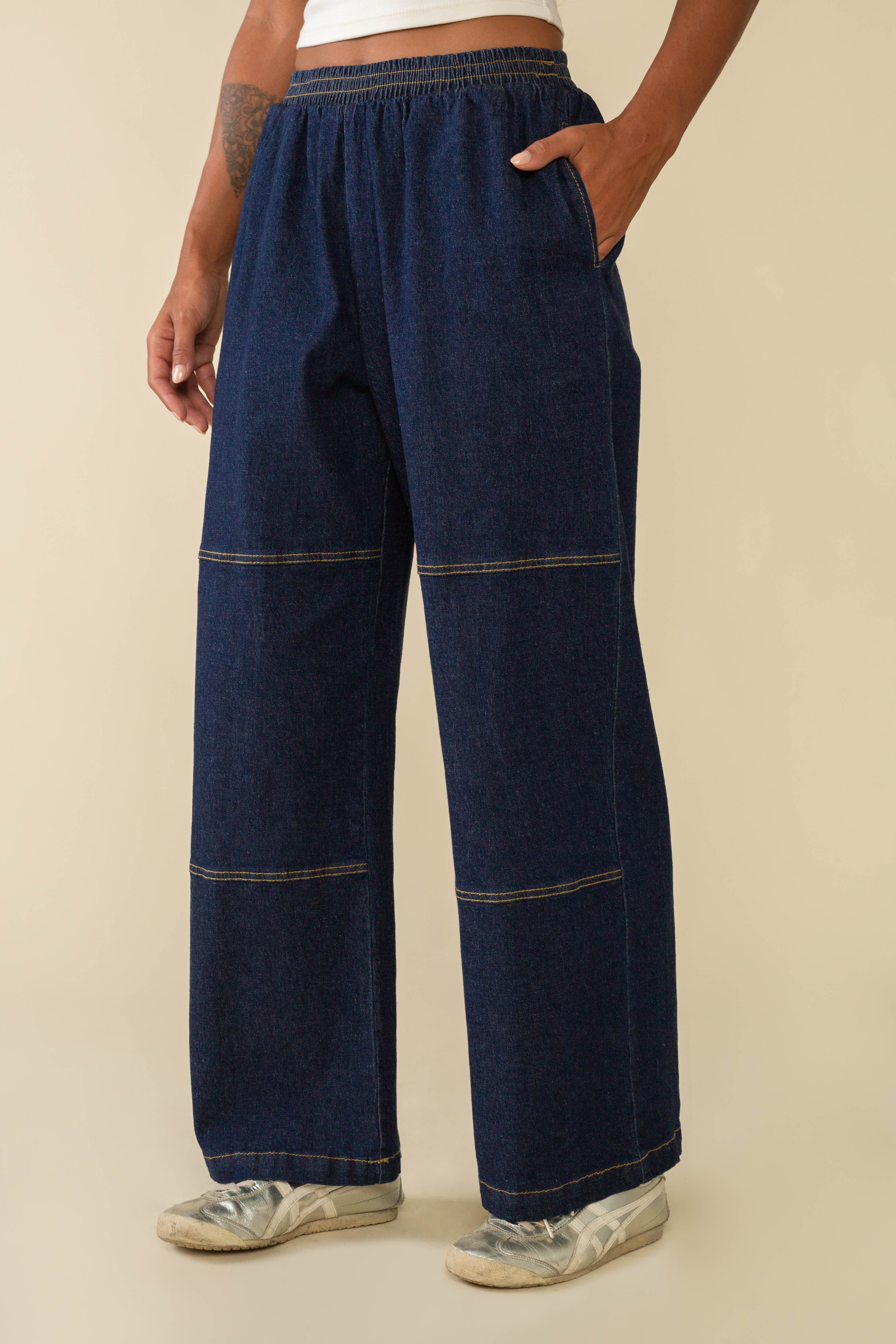 【BAON】[unisex] Picoto Pintuck Wide Denim Pants BAON】[unisex] Picoto Pintuck Wide Denim Pants (BAON/デニム