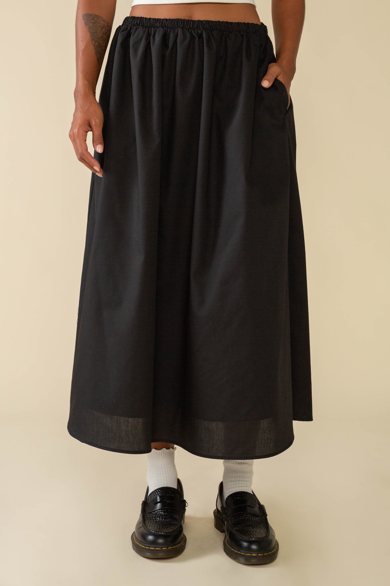 Larchmont Full A-Line Poplin Midi Skirt