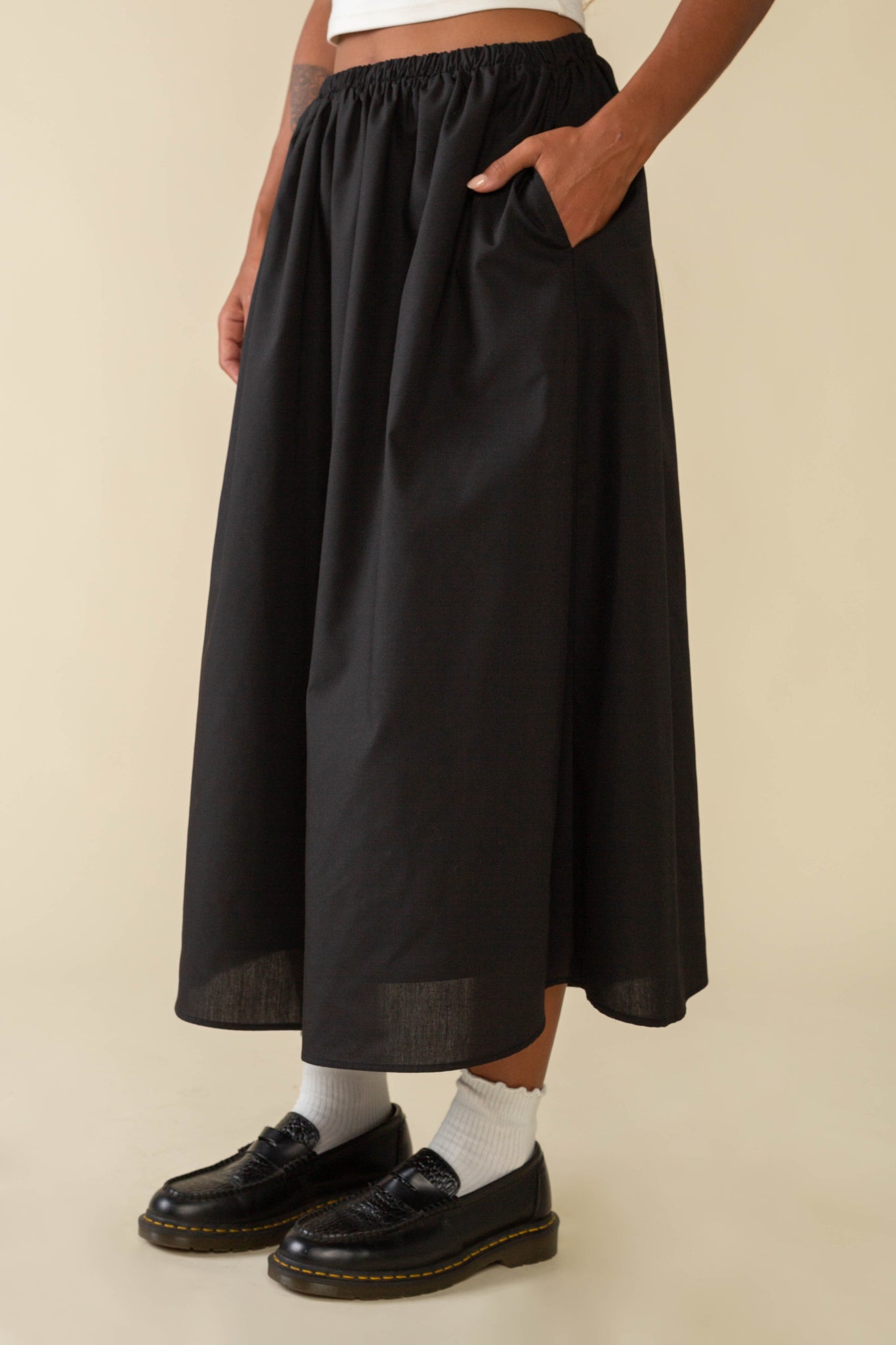 Larchmont Full A-Line Poplin Midi Skirt