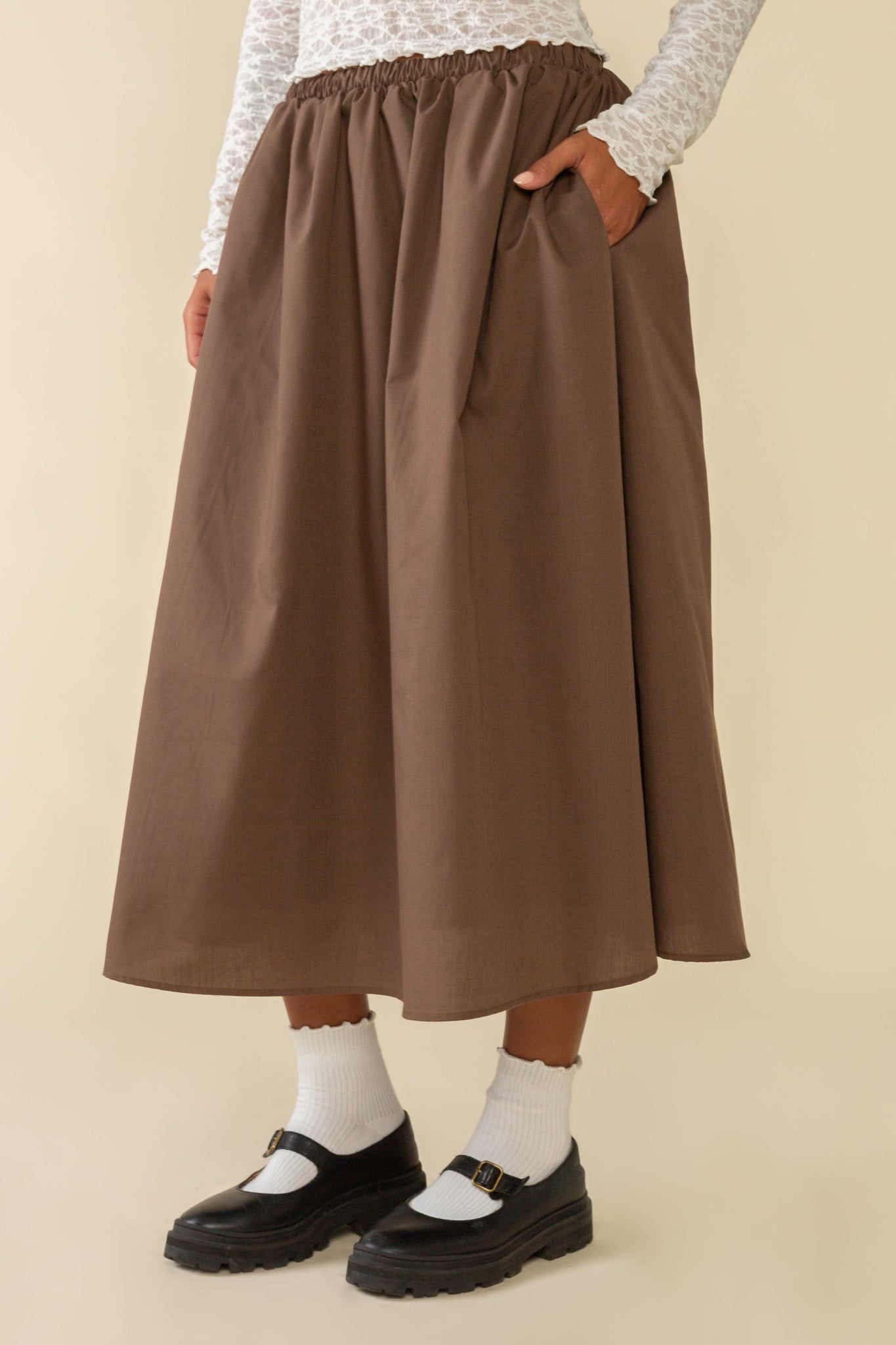 Larchmont Full A-Line Poplin Midi Skirt